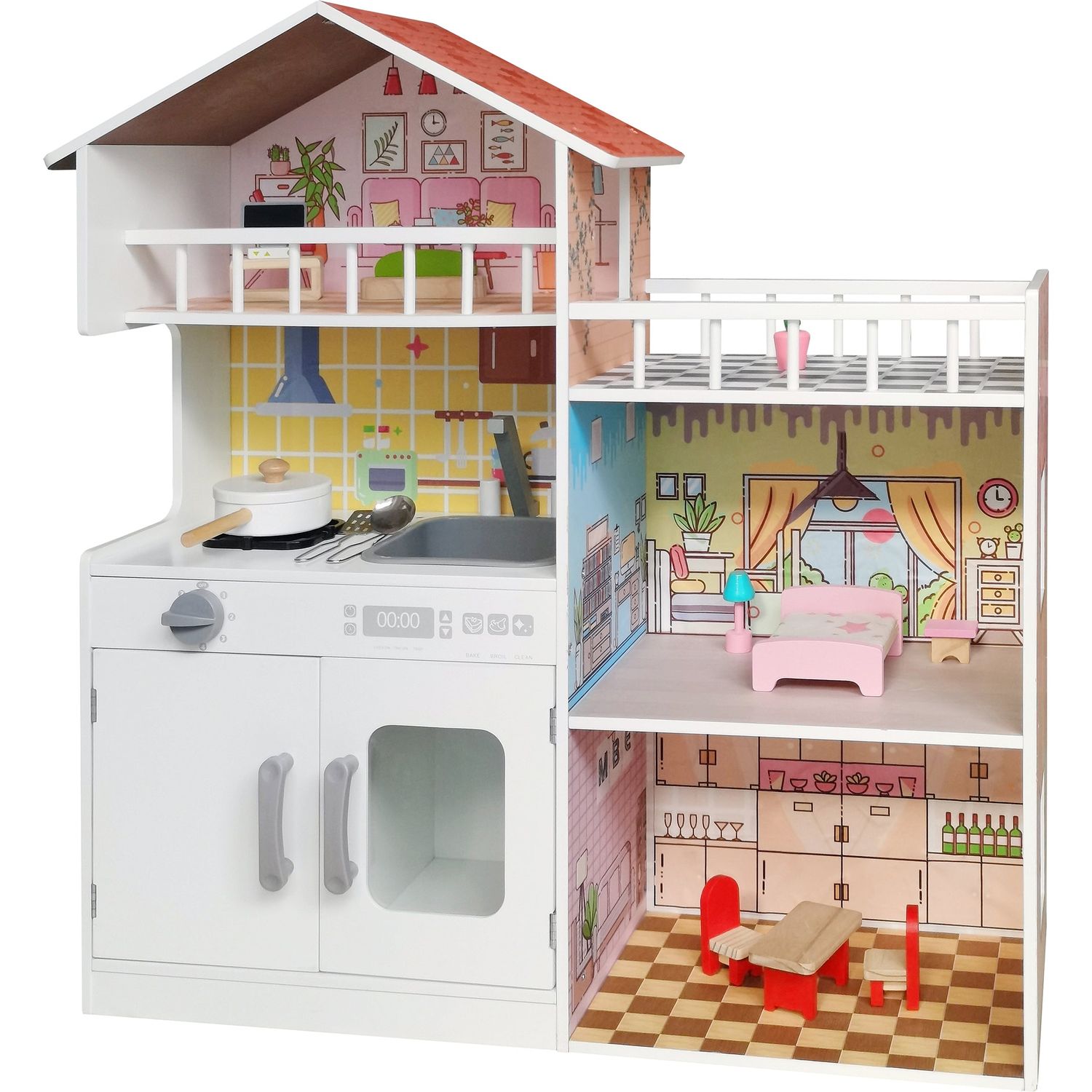 TU GIOCHI - Cucina in legno Dolce Casa Linea Wood World - h78x73x23 cm
