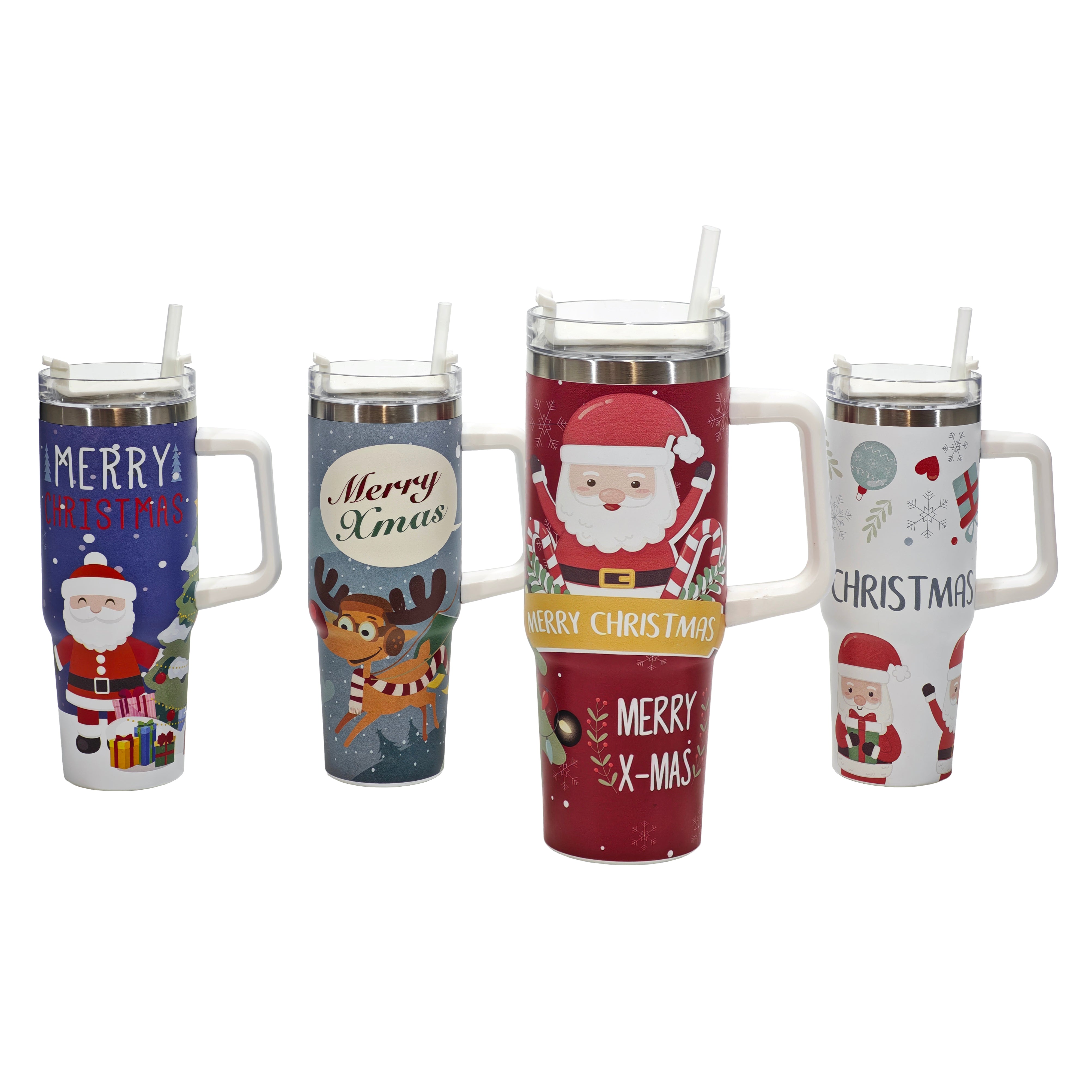 VESTIAMO CASA GRAN NATALE - Tazza Termica Natalizia con Cannuccia in Acciaio Inox 90 cl