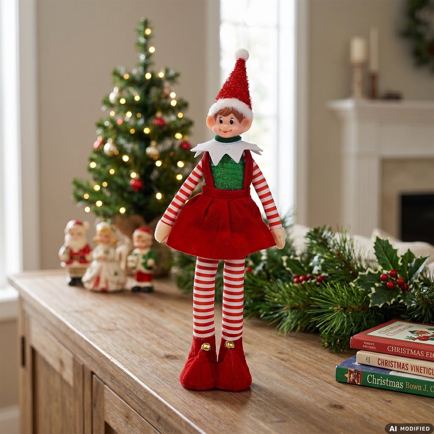 VESTIAMO CASA GRAN NATALE - Elfo Natalizio Decorativo in Piedi h37 cm