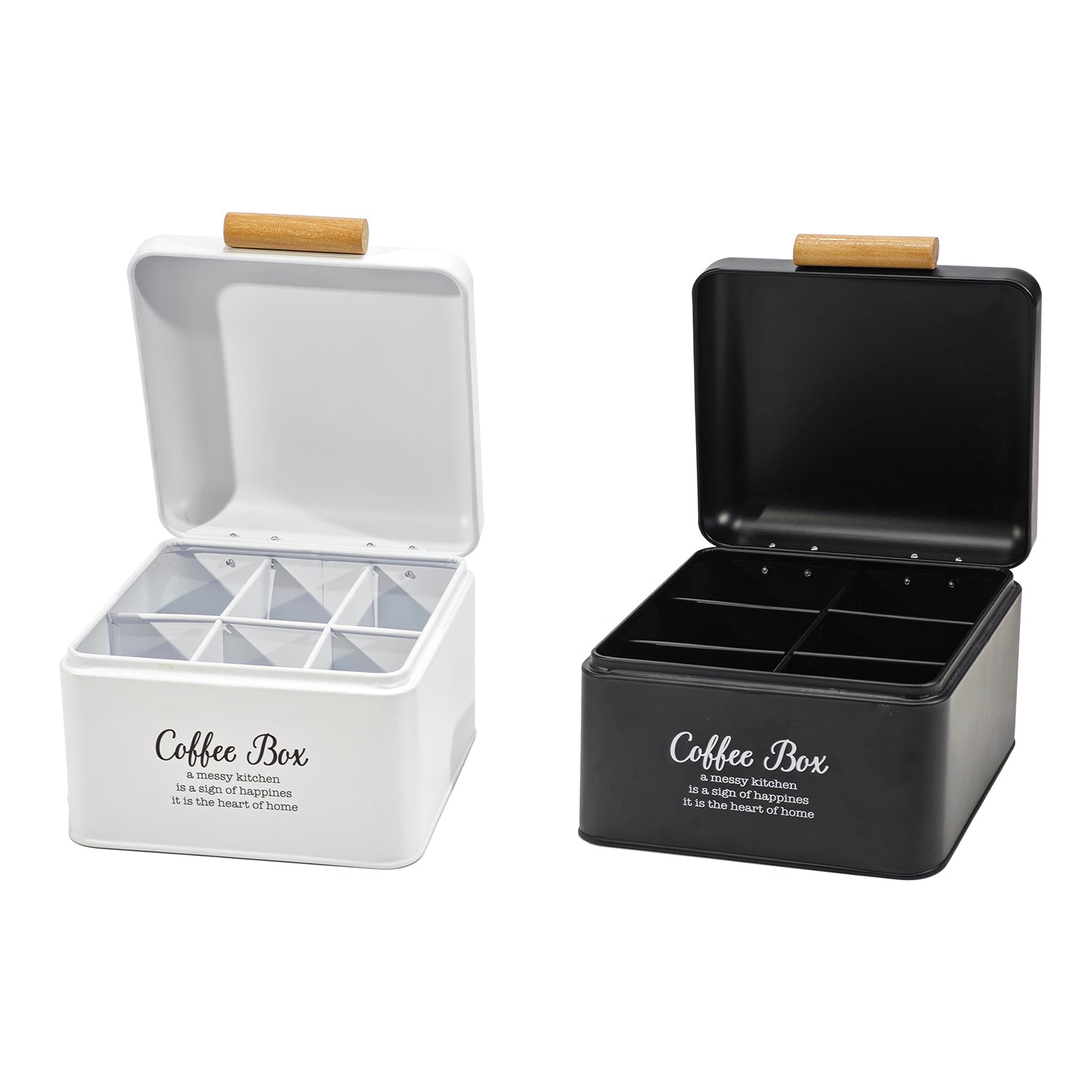 GUSTO CASA - Contenitore Portacapsule/Cialde in Metallo con Manico in Legno h14x20x20 cm