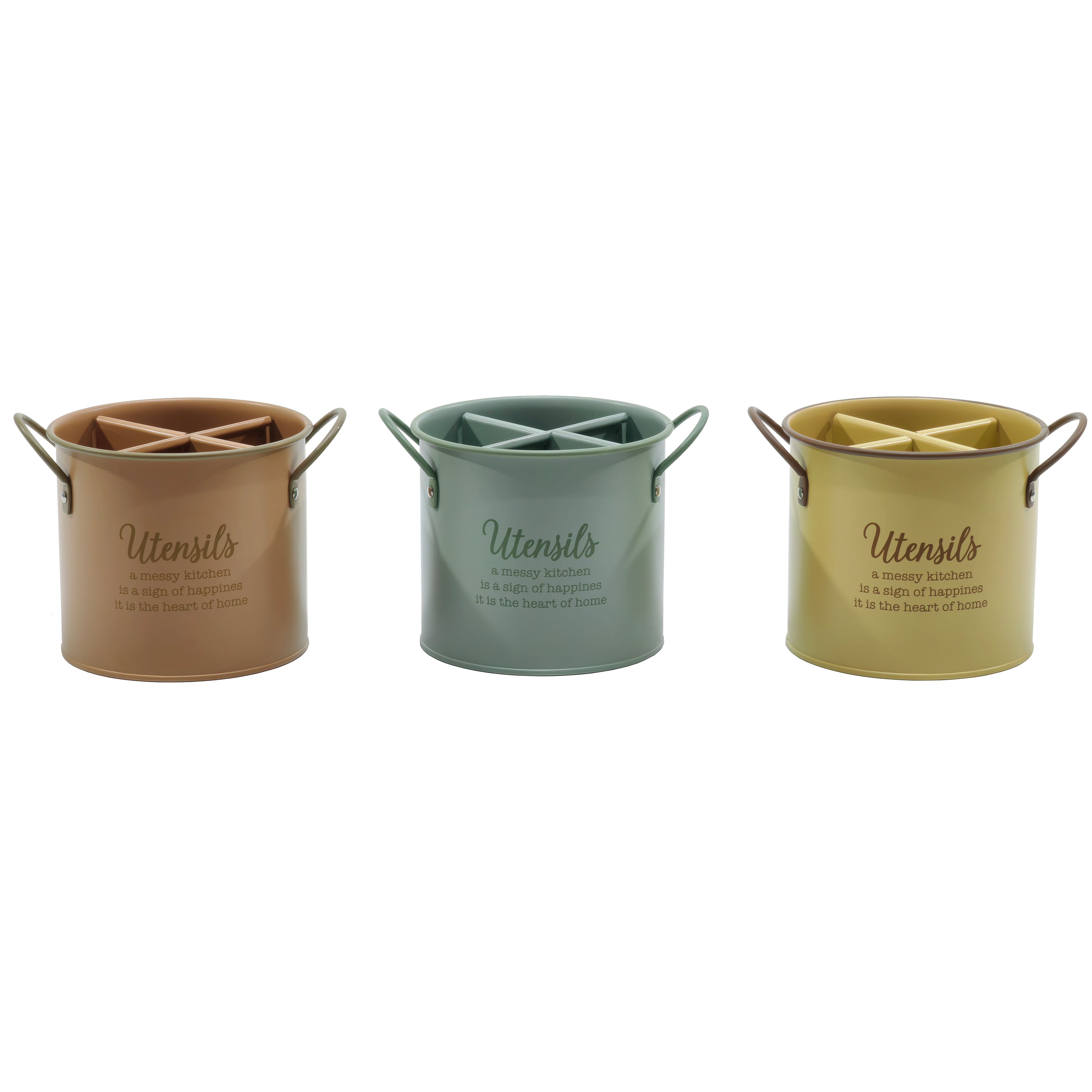 GUSTO CASA - Portautensili da Cucina in Metallo con 4 Scomparti - h12,3 cm diametro 13,5 cm