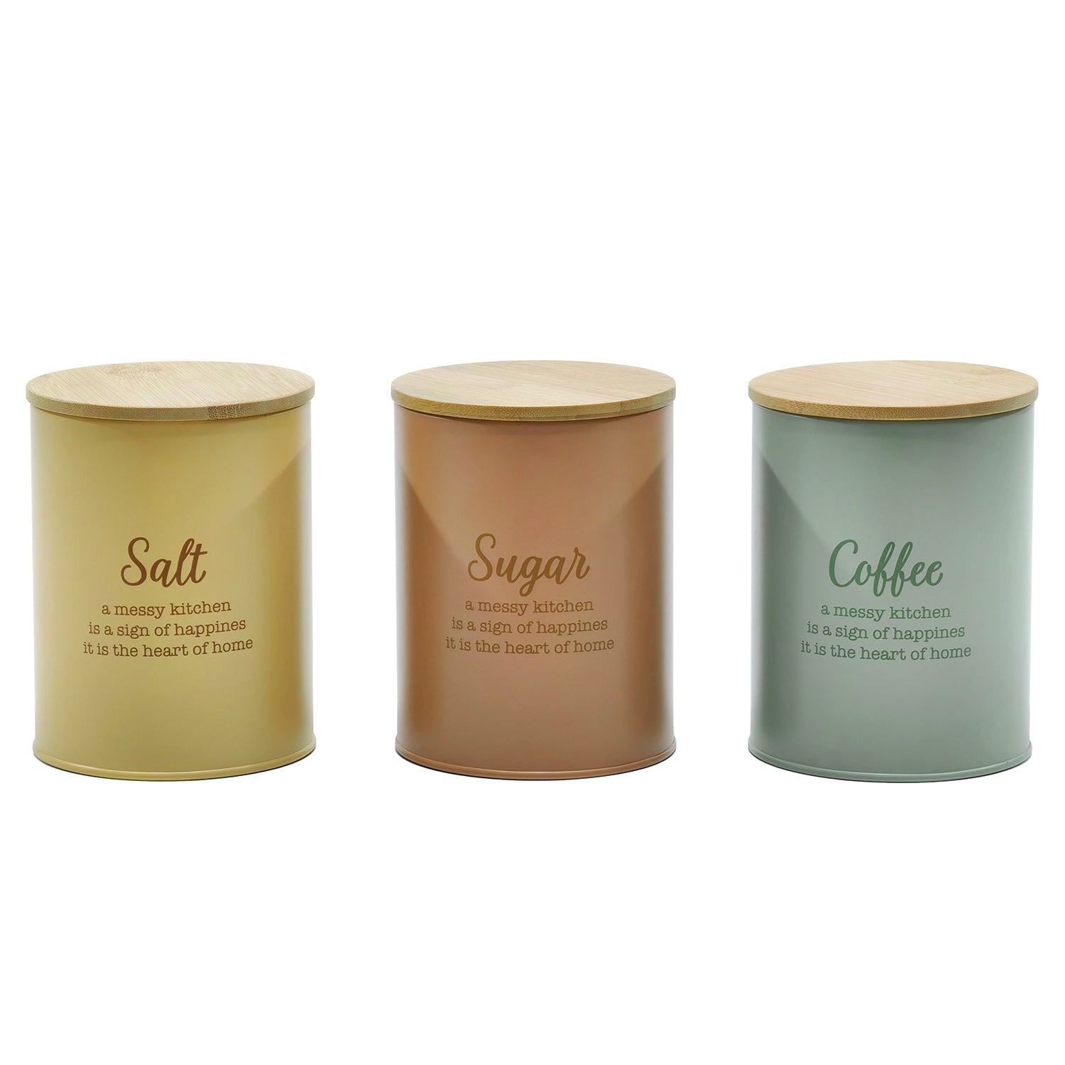 GUSTO CASA - Barattolo da cucina in Metallo con coperchio in Bamboo 1 Litro - h14 cm x ø 11 cm