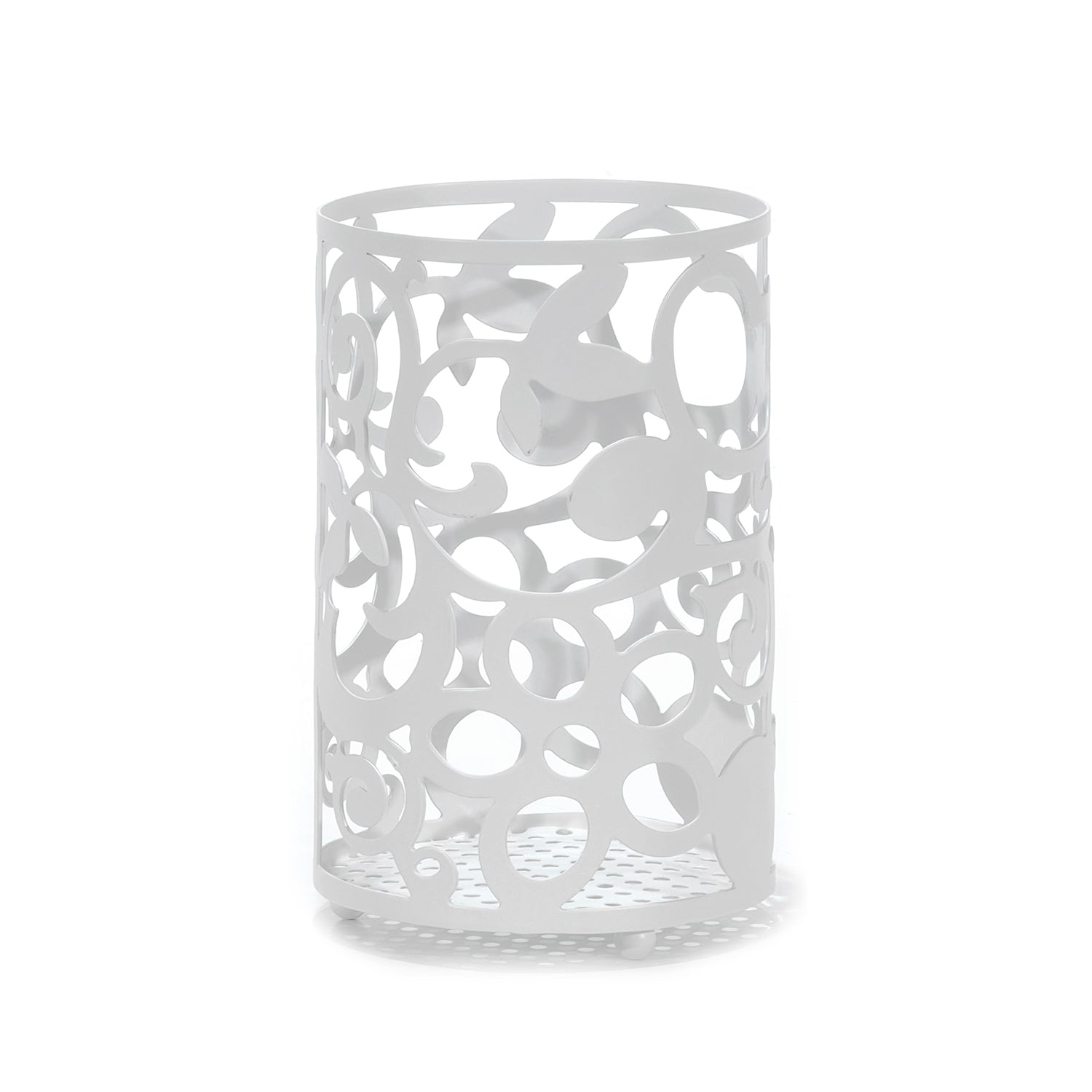 GUSTO CASA - Portautensili da Cucina in Metallo Bianco h16 cm diametro 11 cm