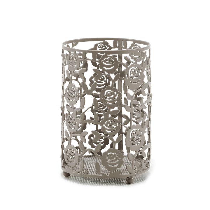 GUSTO CASA - Portautensili da Cucina in Metallo Tortora h16 cm diametro 11 cm