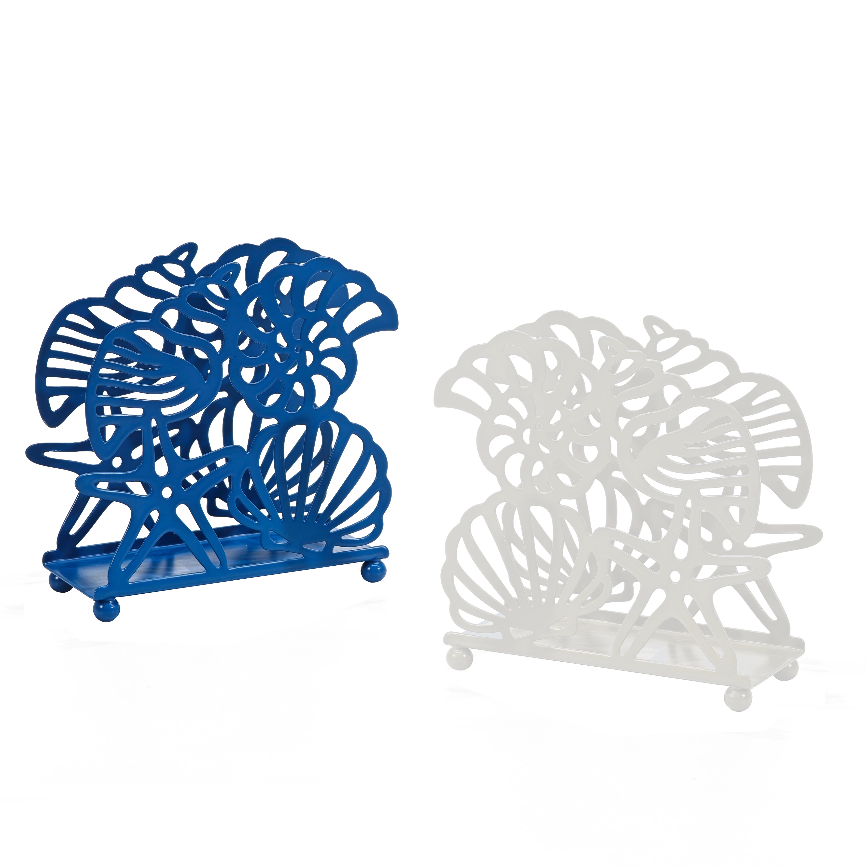 GUSTO CASA - Portatovaglioli in Metallo Decoro marino h11,5x13x6,5 cm