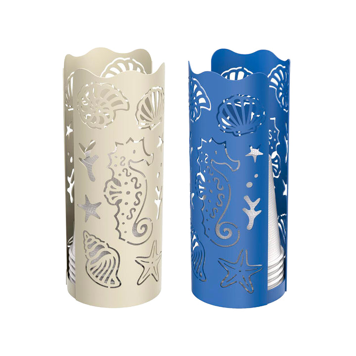 GUSTO CASA - Portabicchieri in Metallo Decoro marino h20 cm diametro 8 cm