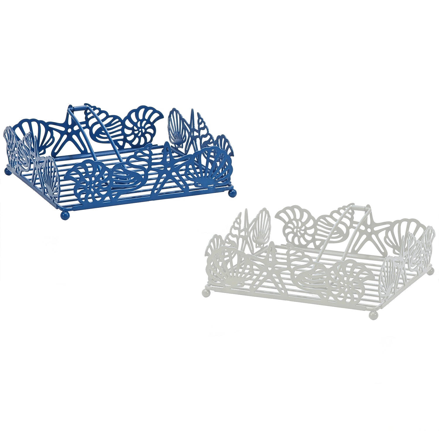 GUSTO CASA - Portatovaglioli in Metallo Decoro marino h7x20x20 cm