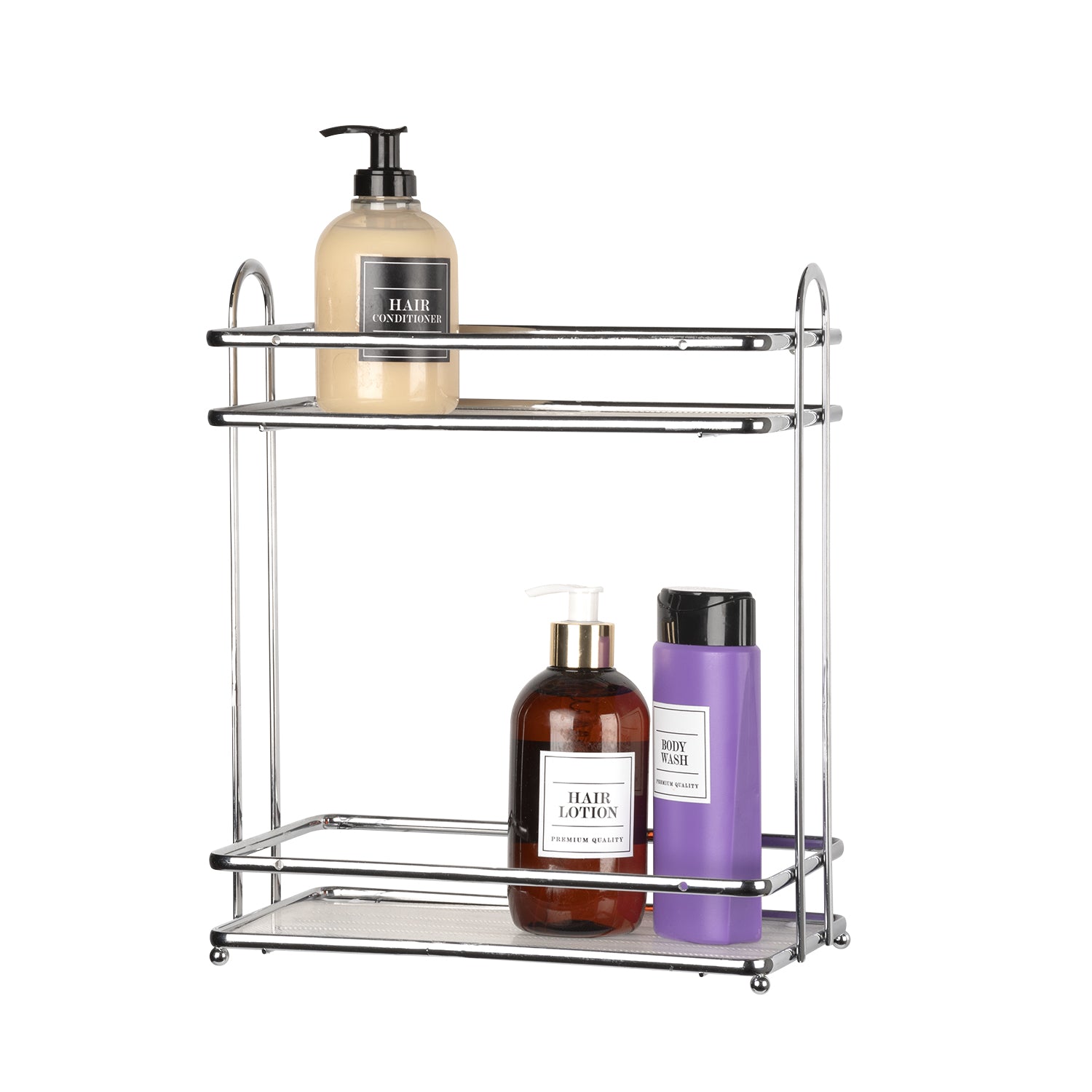 VESTIAMO CASA - Mensola 2 ripiani in metallo cromato Linea Aisha - h33,5x28,7x15 cm