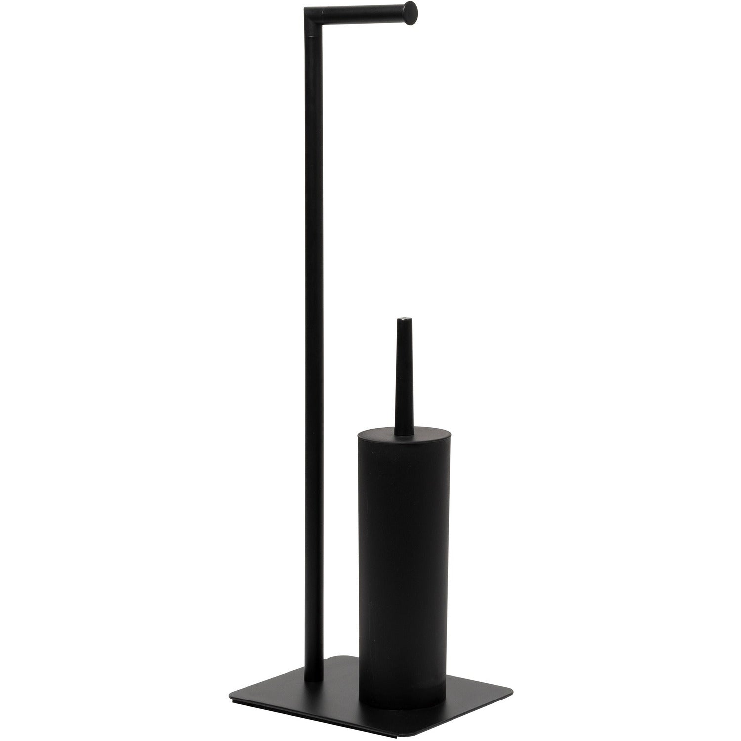 VESTIAMO CASA - Piantana portascopino e portarotolo in acciaio inox Nero - h68x23x18 cm