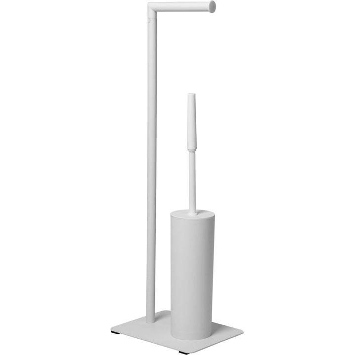 VESTIAMO CASA - Piantana portascopino e portarotolo in acciaio inox bianco - h68x23x18 cm