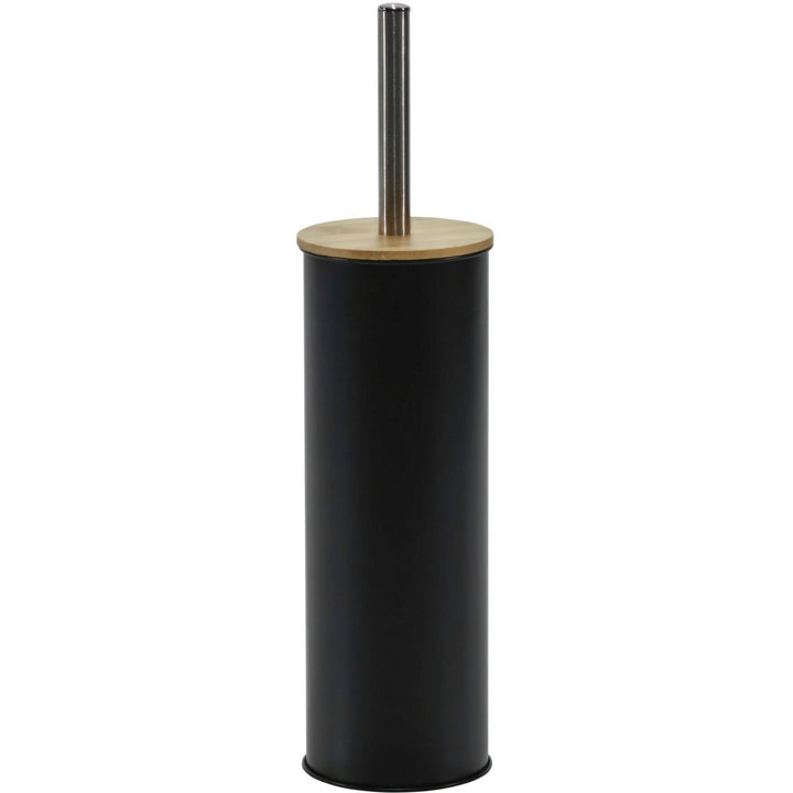 VESTIAMO CASA - Portascopino con scopino nero e elementi in bamboo - h38 cm diametro 9,5 cm