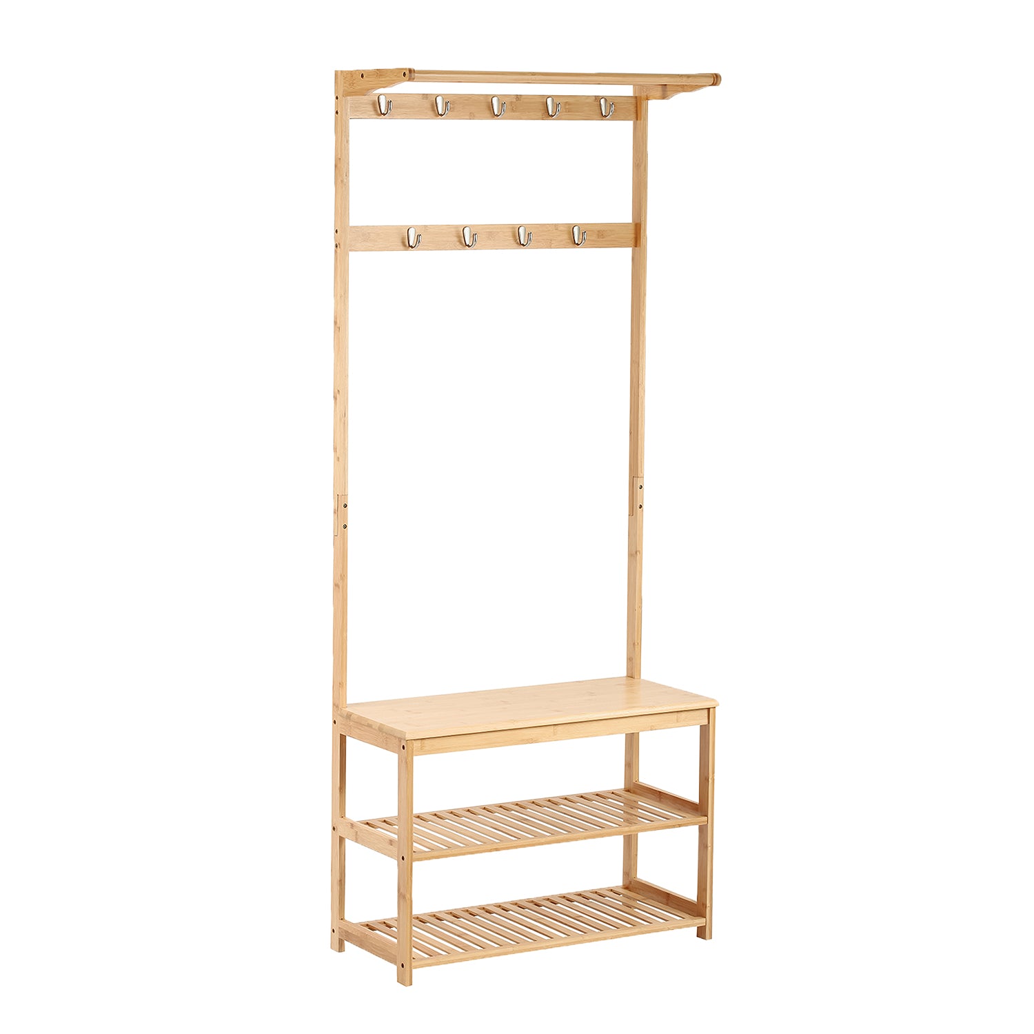 VESTIAMO CASA - Appendiabiti 3 ripiani 9 Posti Linea Bamboo - h170x70x31 cm