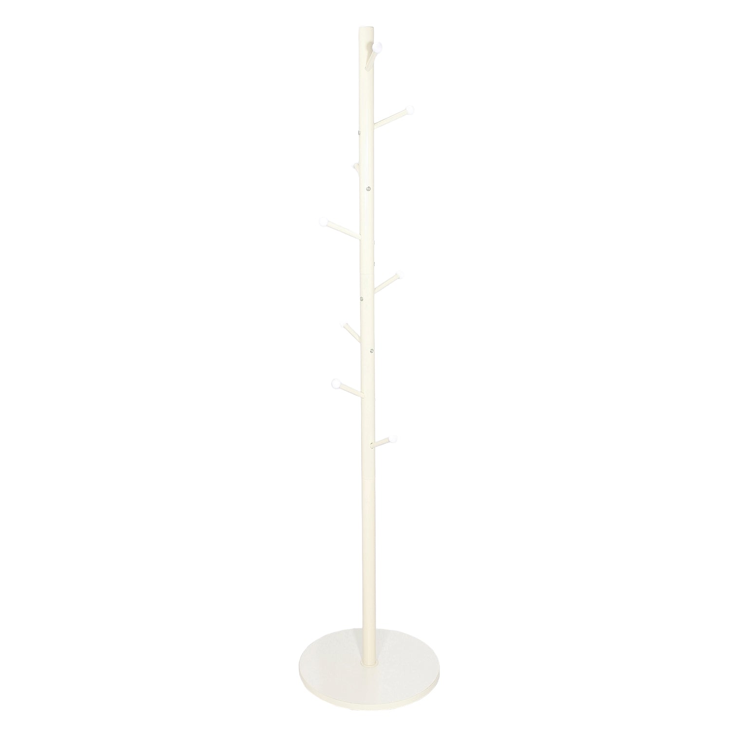 VESTIAMO CASA - Appendiabiti da terra in metallo Bianco con 8 ganci - h175 cm diametro 40 cm