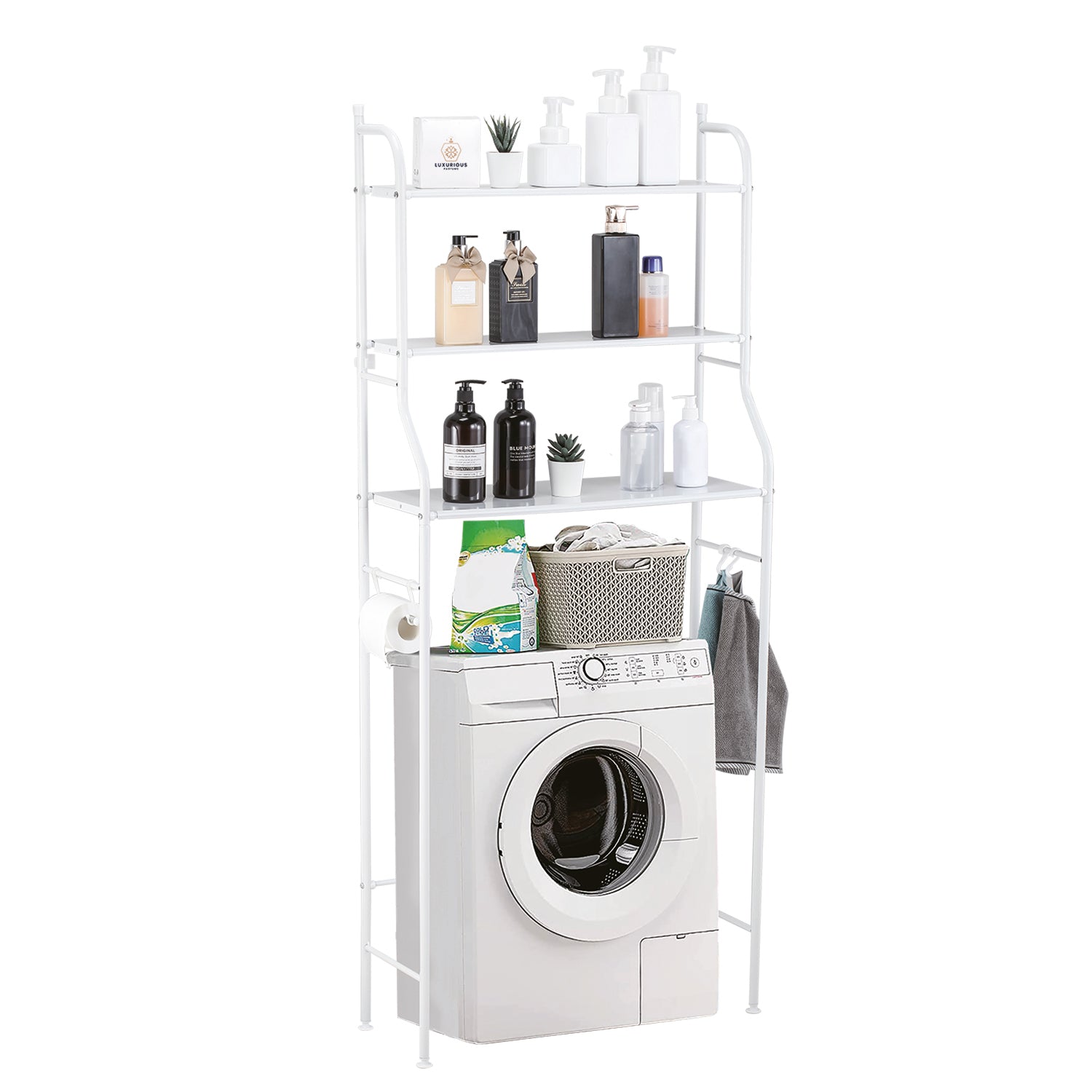 VESTIAMO CASA - Scaffale Multiuso Salvaspazio Eliza in metallo Bianco - h152x66x25 cm