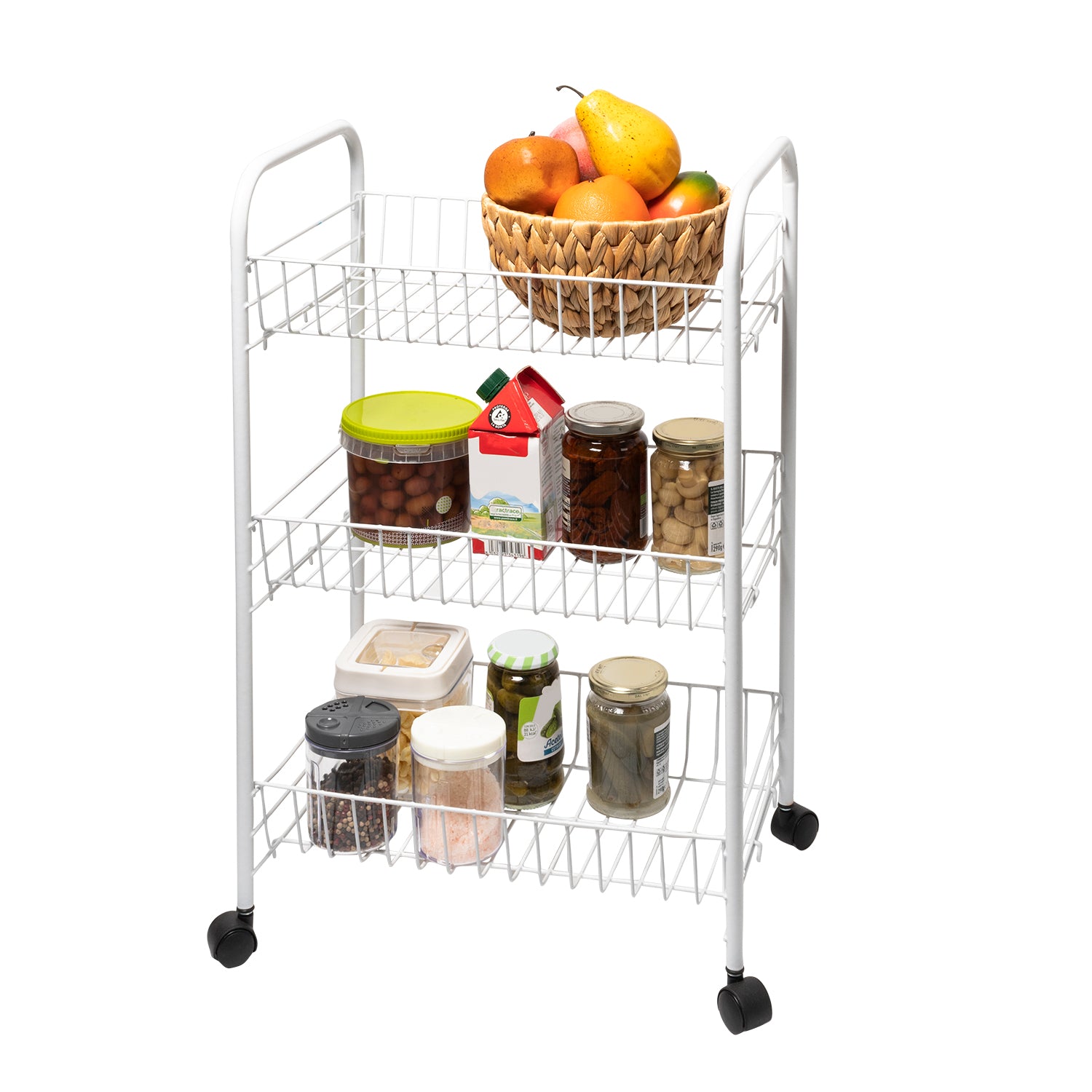 VESTIAMO CASA - Carrello Multiuso 3 cestelli con ruote Helou - h62x40x26 cm
