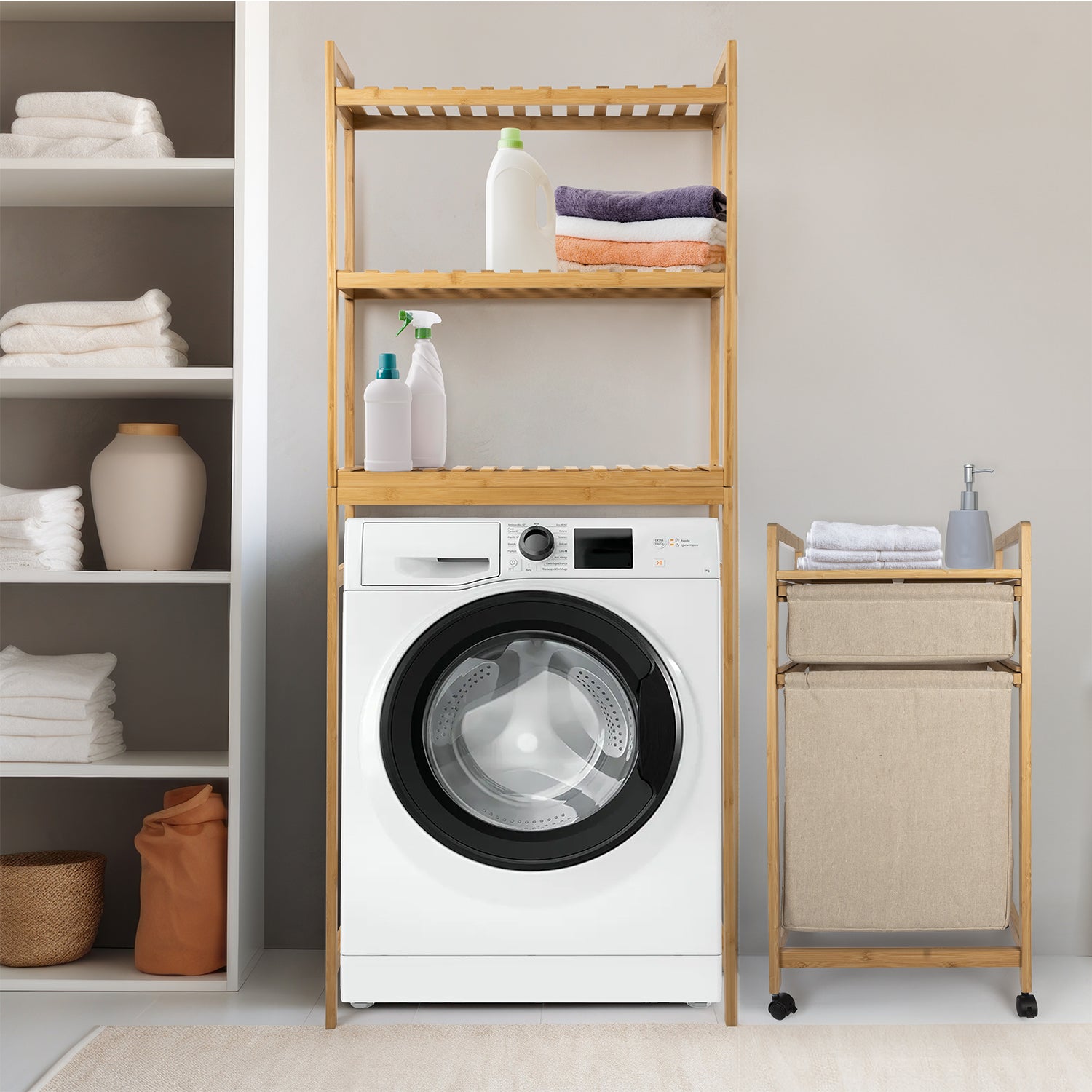 VESTIAMO CASA - Mobiletto Portabiancheria Linea Bamboo - h84,5x42x33,5 cm