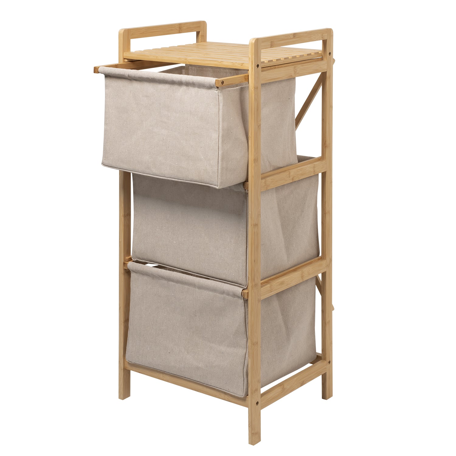 VESTIAMO CASA - Mobiletto Portabiancheria 3 Scomparti Linea Bamboo h96x44x33 cm
