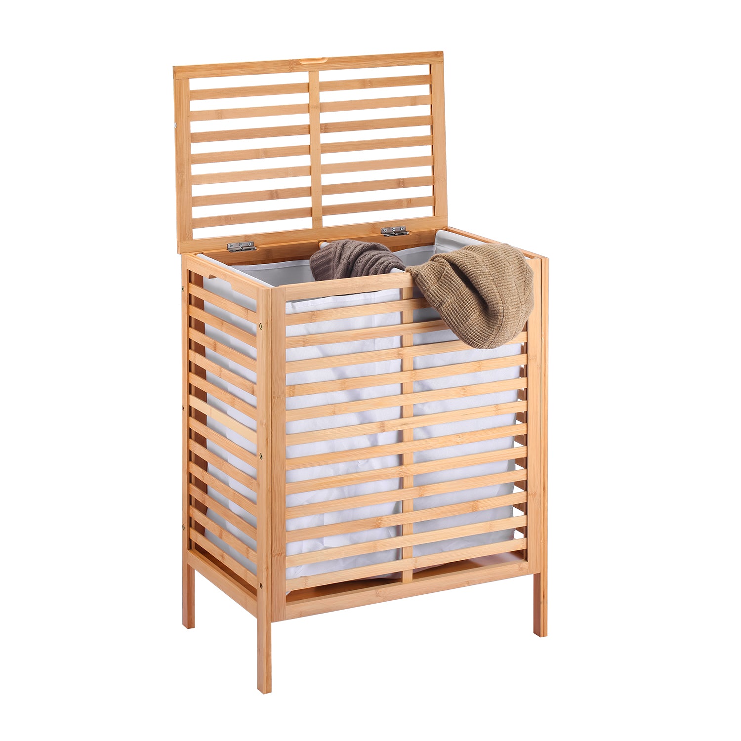 VESTIAMO CASA - Mobiletto Portabiancheria 2 Scomparti Linea Bamboo - h71x53x35 cm
