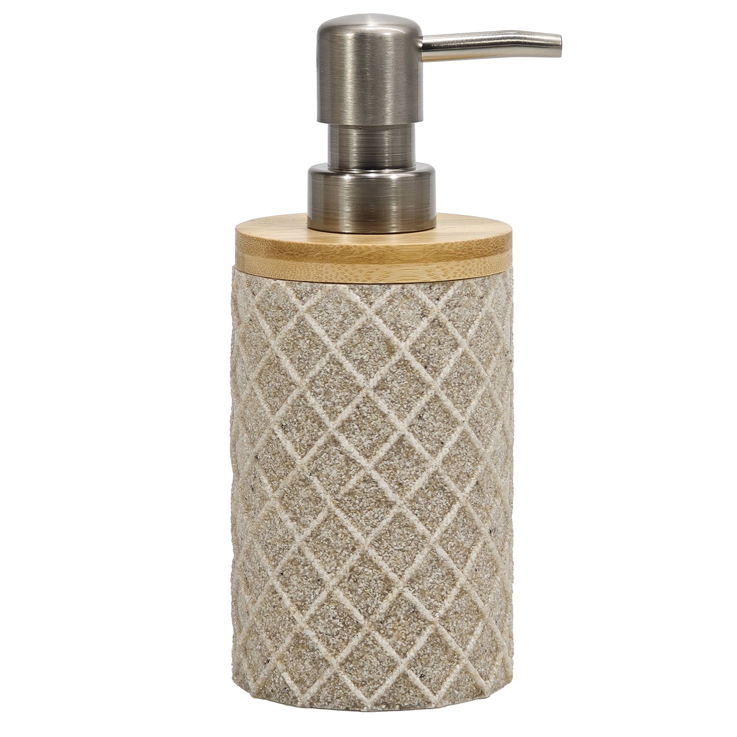 VESTIAMO CASA - Dispenser Sapone in Poliresina in Poliresina Beige e Bamboo 220 ml