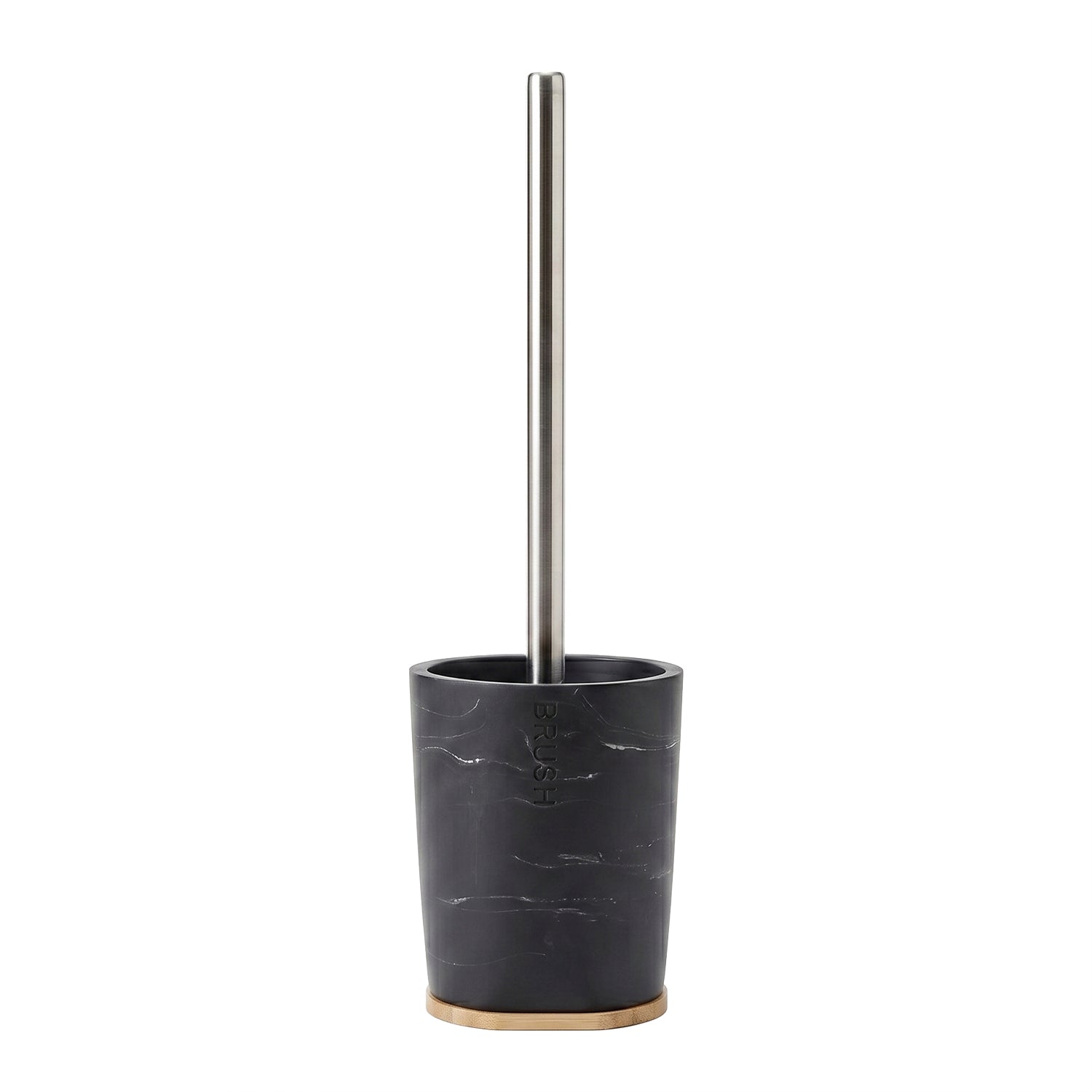 VESTIAMO CASA - Portascopino con Scopino in Poliresina Nero Effetto Marmo - h36 cm x diametro 9,5 cm
