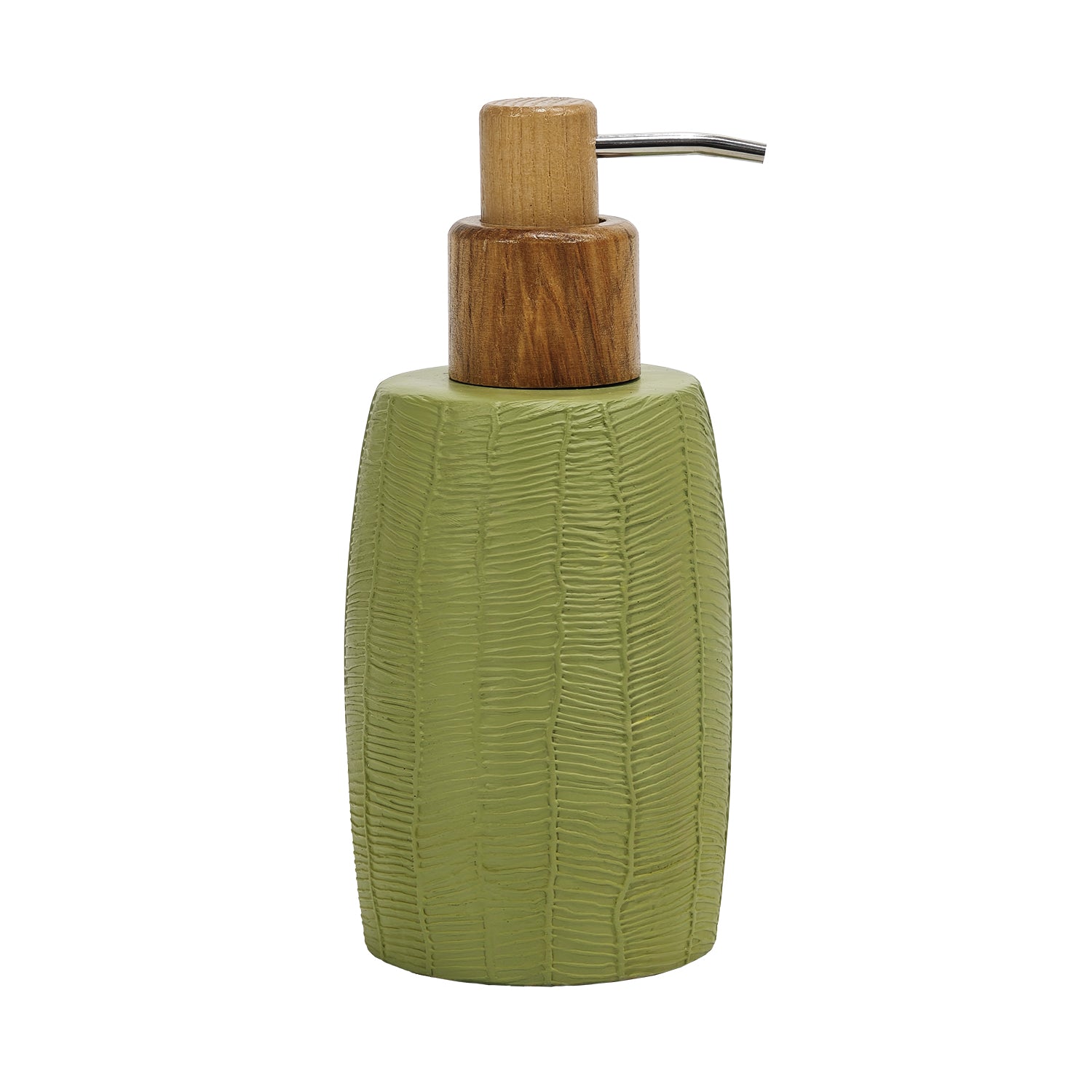 VESTIAMO CASA - Dispenser Sapone in Poliresina Verde Salvia con Erogatore in Legno 260 ml