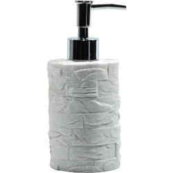 VESTIAMO CASA - Dispenser sapone Effetto Pietra Bianco - h17,8 diametro 7,3 cm