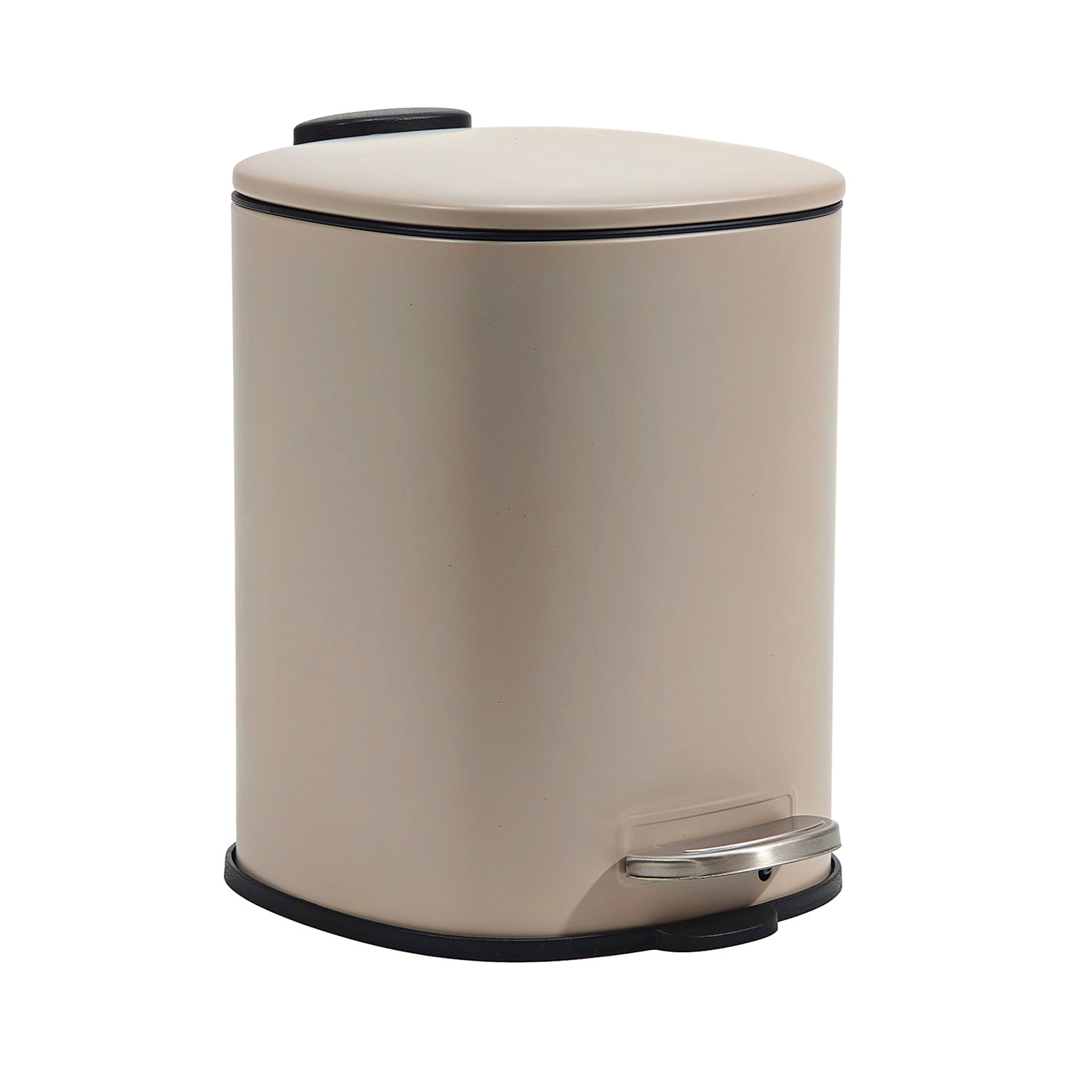 VESTIAMO CASA - Pattumiera con Pedale in Acciaio Tortora Opaco Soft Close 3 litri - h23,5x21x17 cm