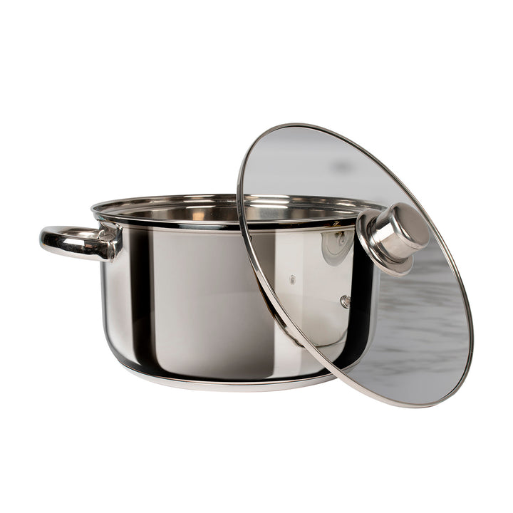 GUSTO CASA - Casseruola in acciaio inox con coperchio in vetro Linea Steel Induction - diametro 16 cm