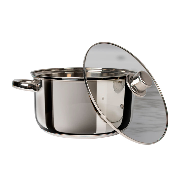 GUSTO CASA - Casseruola in acciaio inox con coperchio in vetro Linea Steel Induction - diametro 18 cm