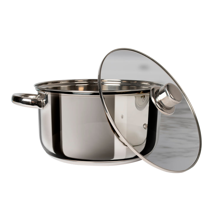 GUSTO CASA - Casseruola in acciaio inox con coperchio in vetro Linea Steel Induction - diametro 20 cm