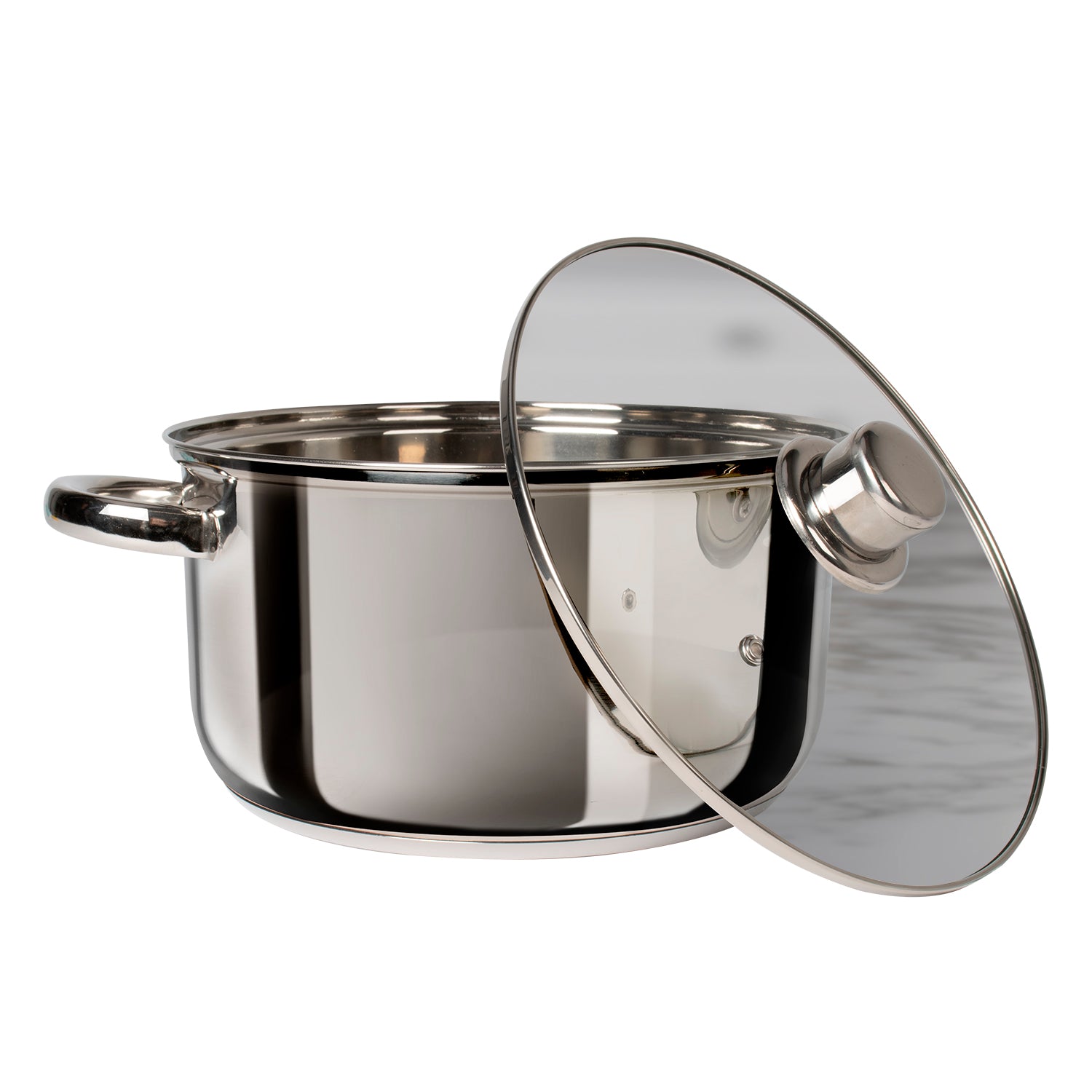 GUSTO CASA - Casseruola in acciaio inox con coperchio in vetro Linea Matilde diametro 24 cm