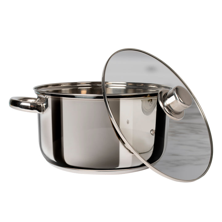 GUSTO CASA - Casseruola in acciaio inox con coperchio in vetro Linea Steel Induction - diametro 24 cm