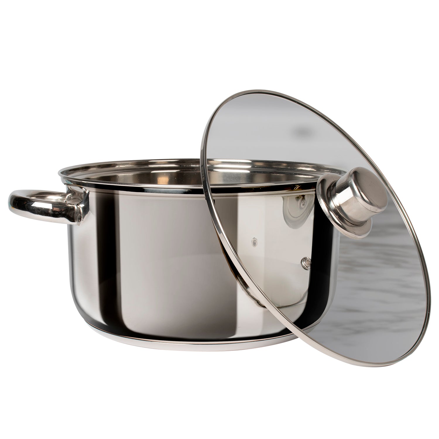 GUSTO CASA - Casseruola in acciaio inox con coperchio in vetro Linea Matilde diametro 28 cm