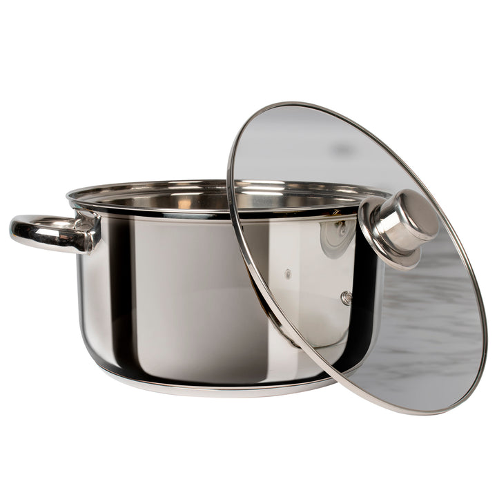 GUSTO CASA - Casseruola in acciaio inox con coperchio in vetro Linea Steel Induction - diametro 28 cm