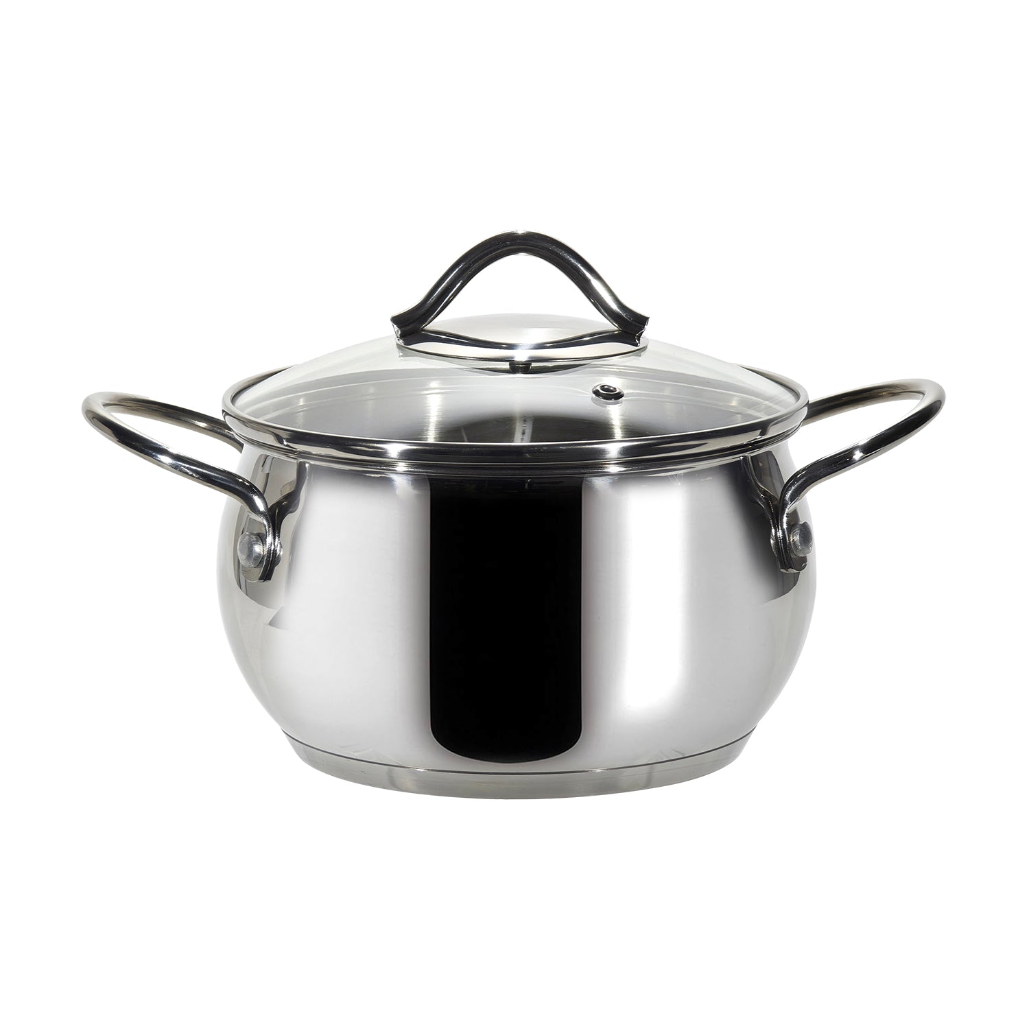 GUSTO CASA - Casseruola in acciaio inox Veronique con coperchio in vetro temperato diametro 16 cm