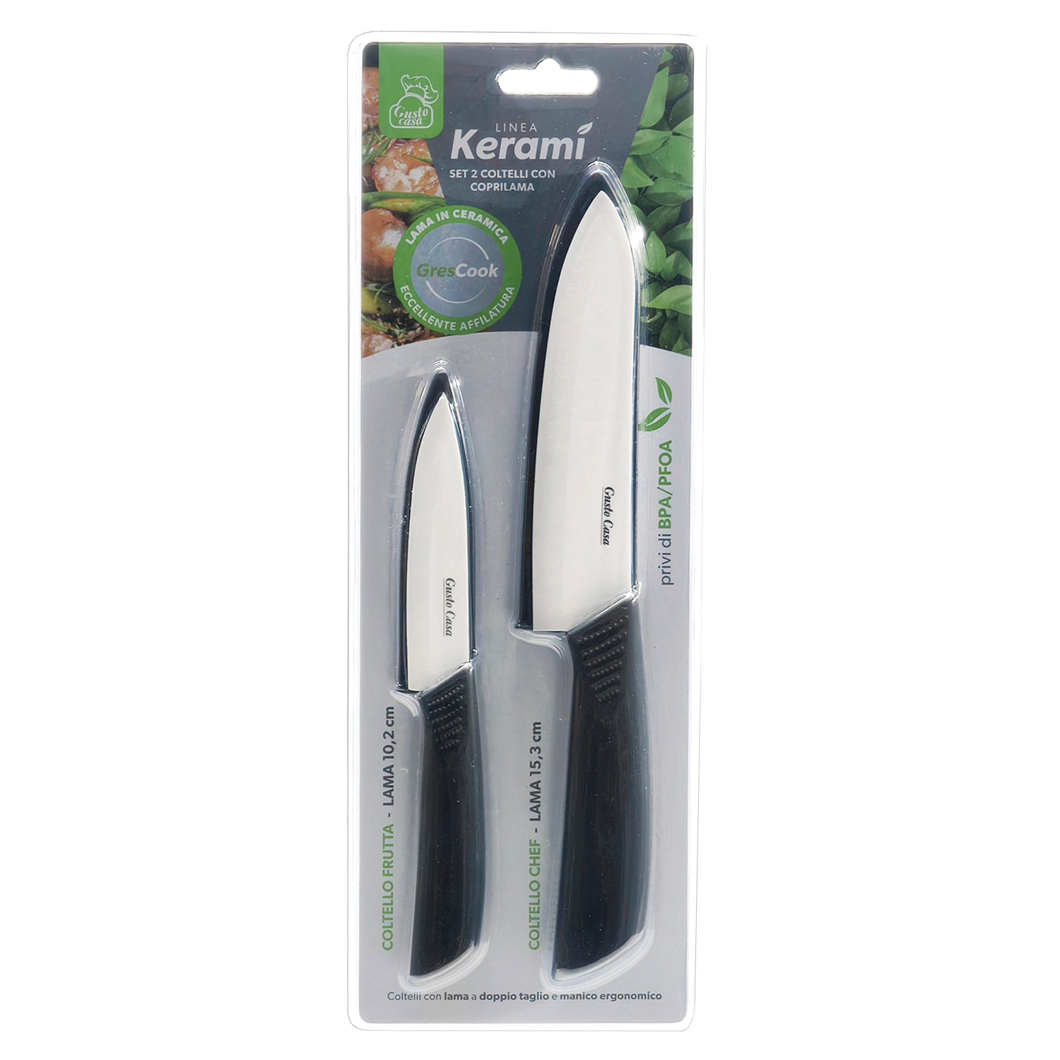 GUSTO CASA - Set 2 Coltelli con coprilama Linea Keramì