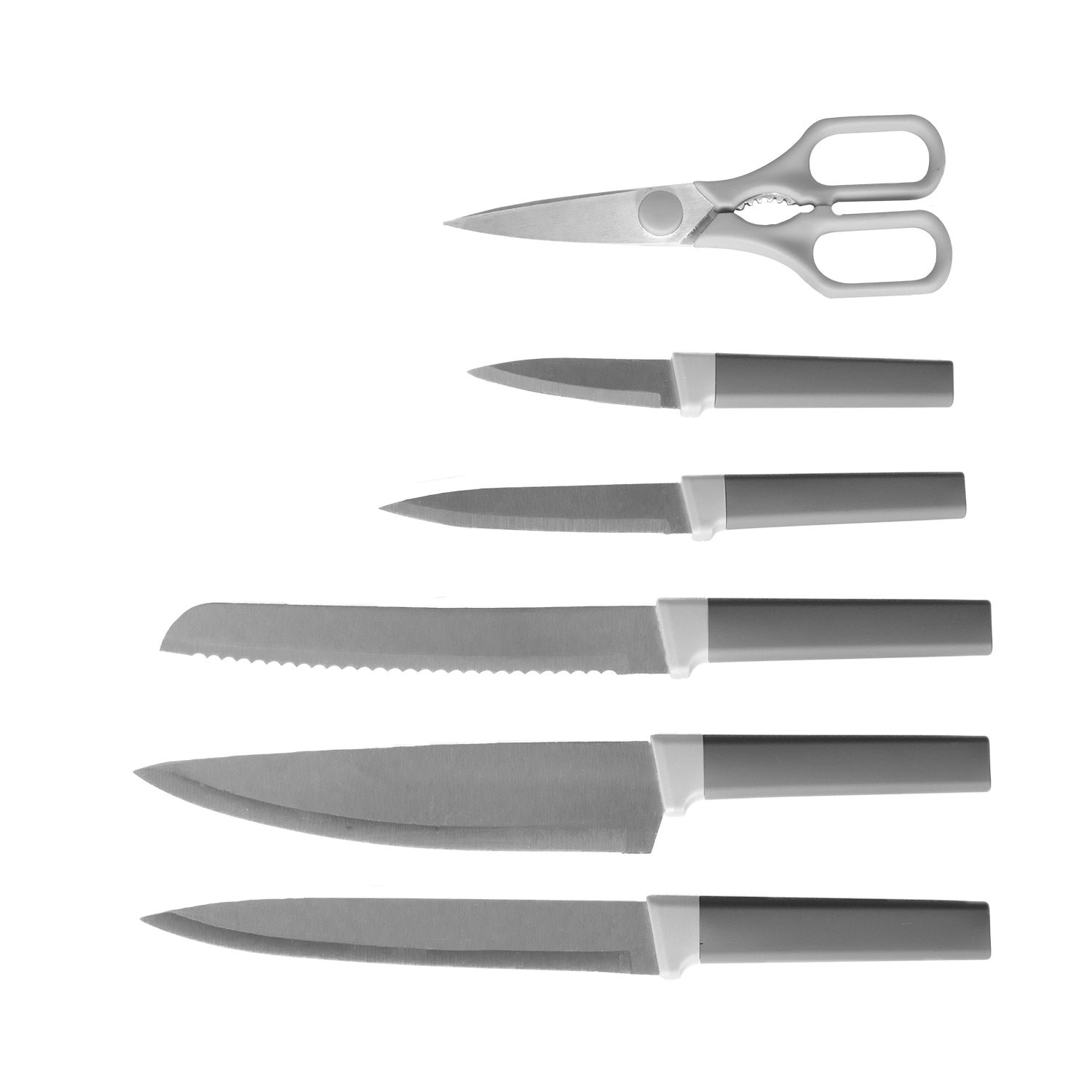 Set Coltelli 6 Pezzi con Ceppo e Forbici in Acciaio Inox