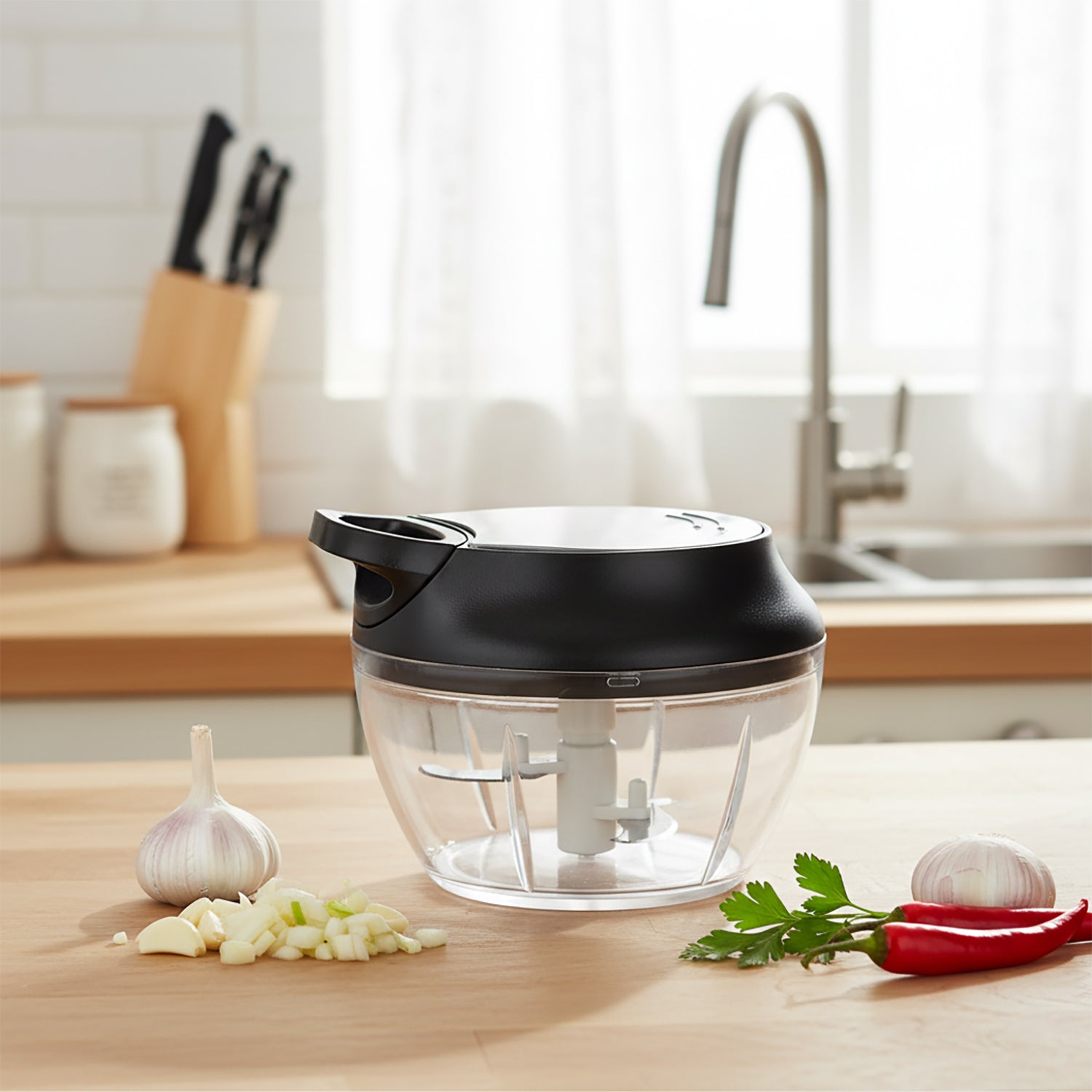 GUSTO CASA - Tritatutto Mini Manuale a Corda 500 ml
