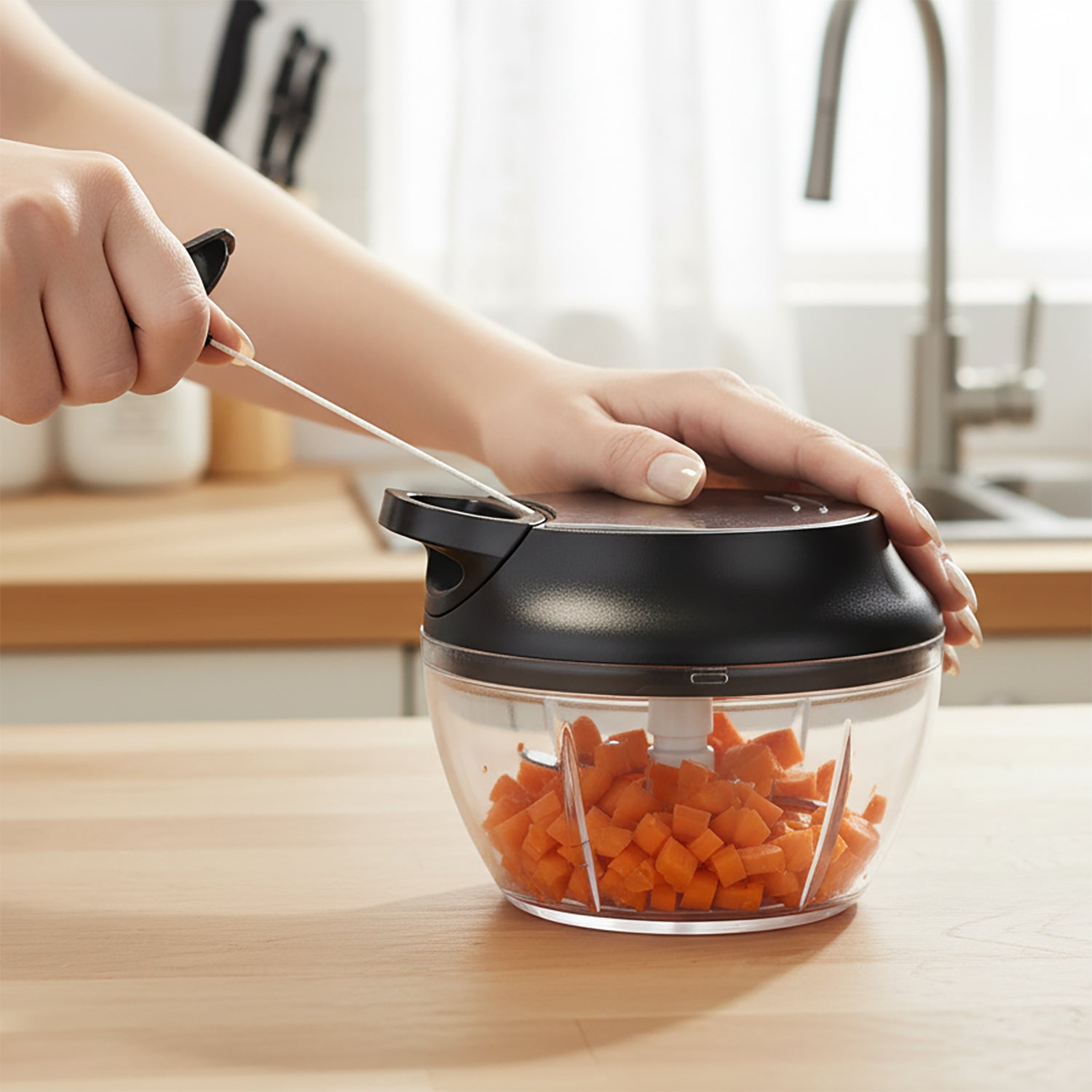 GUSTO CASA - Tritatutto Mini Manuale a Corda 500 ml