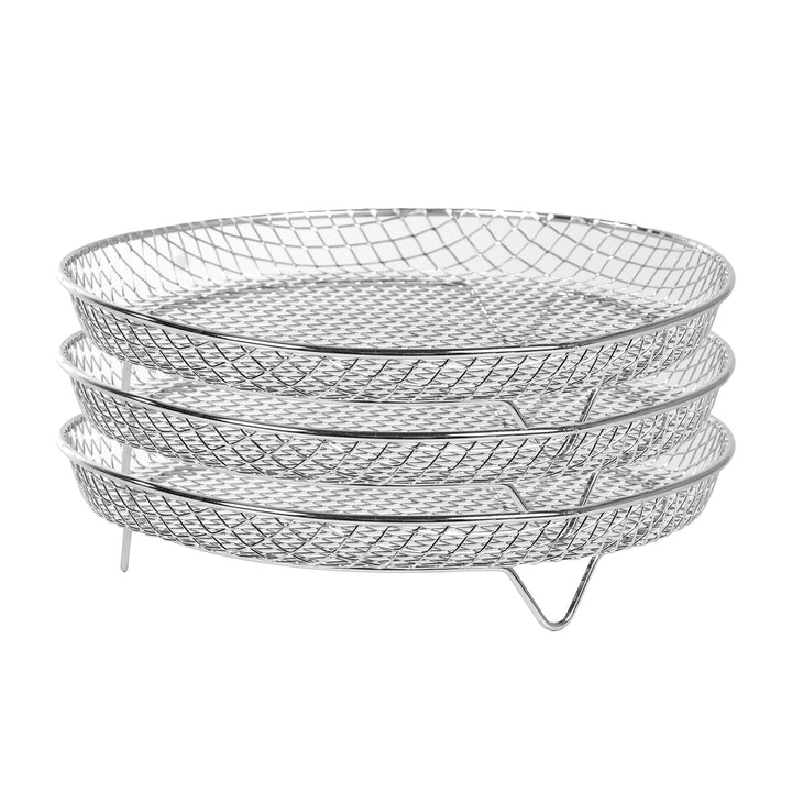GUSTO CASA - Set 3 Griglie in Acciaio Inox per Friggitrice ad Aria h4,5 cm diametro 20 cm