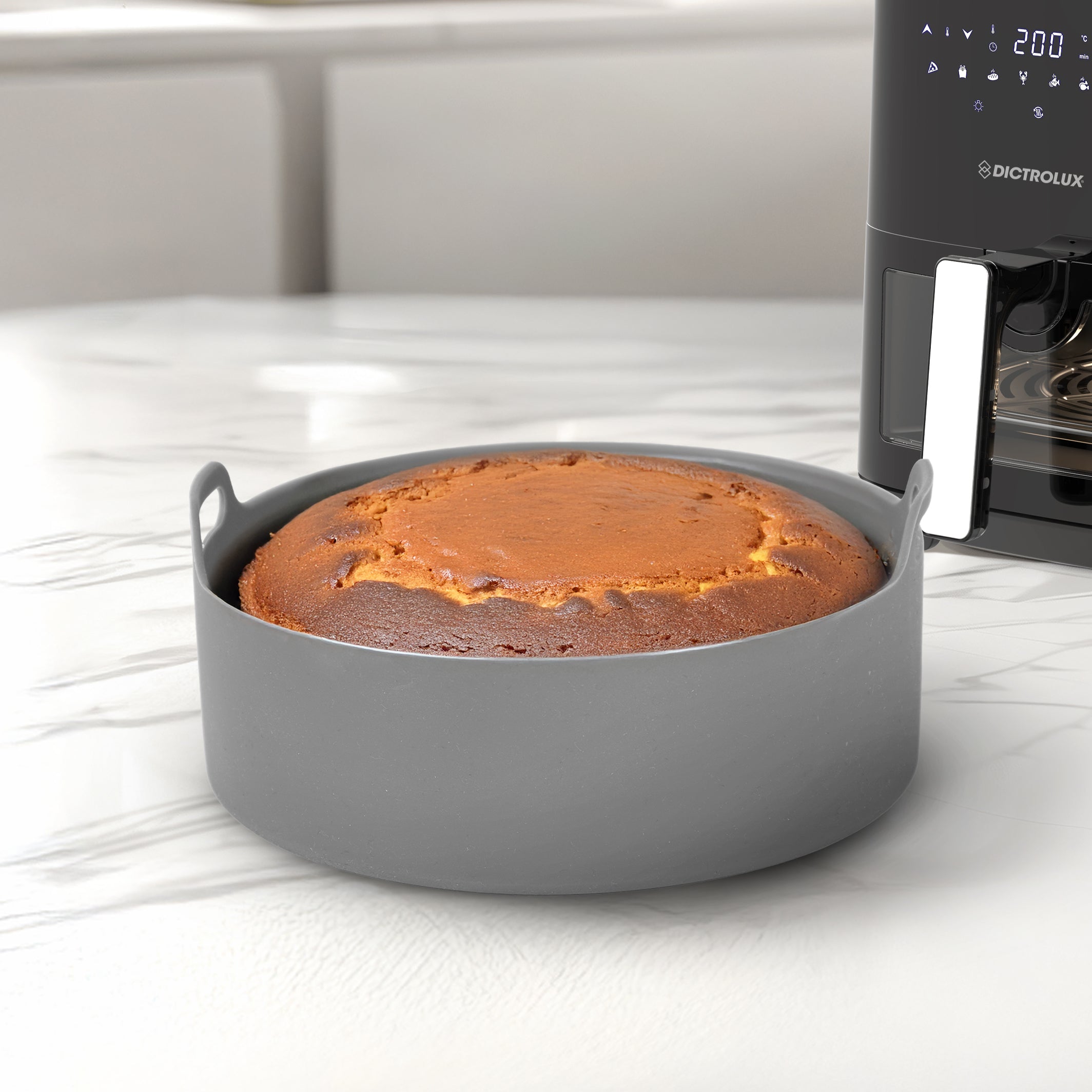 GUSTO CASA - Cestello in Silicone Per Friggitrice ad Aria h8 cm diametro 19 cm