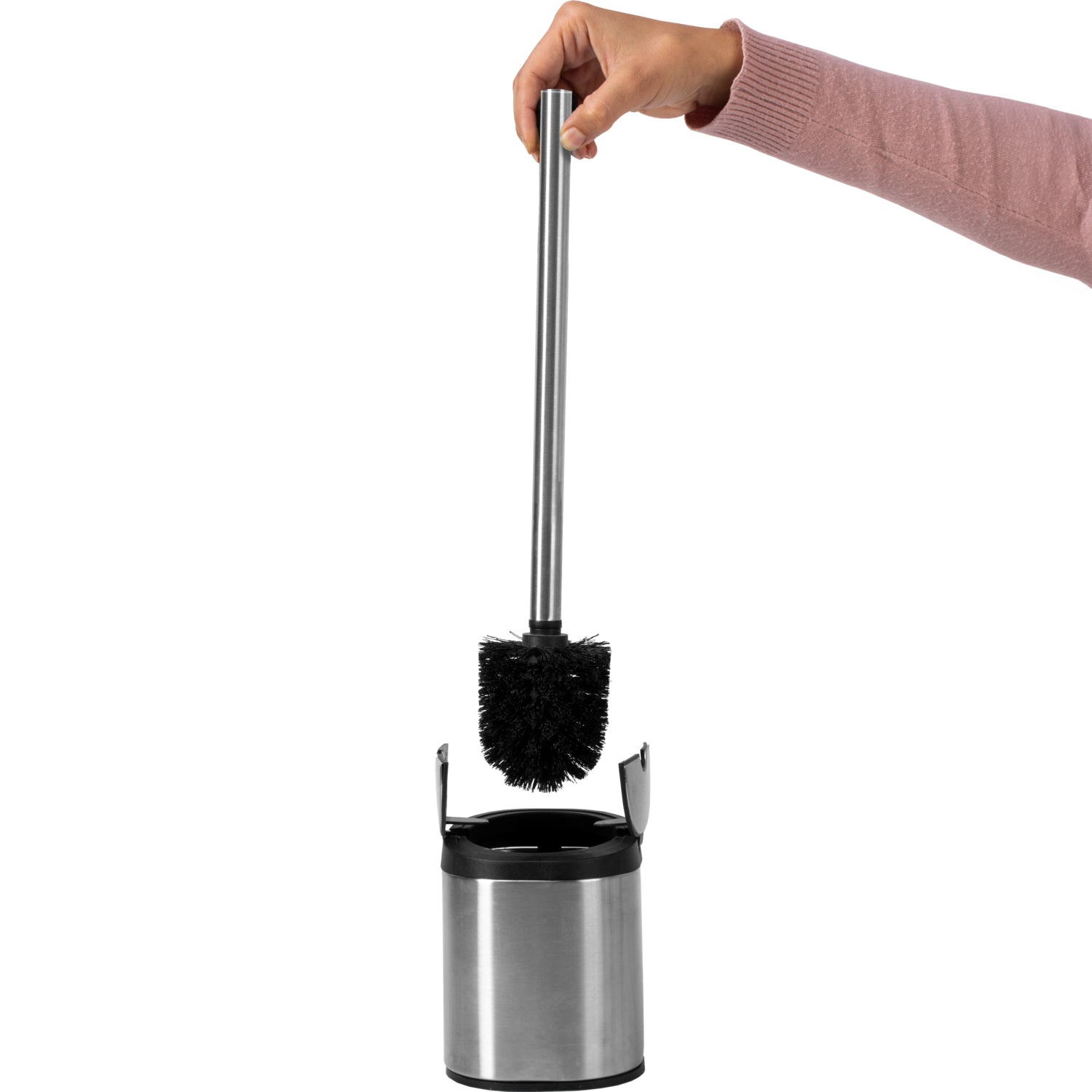 VESTIAMO CASA - Portascopino Automatico con Scopino in Acciaio Inox h42,5 cm
