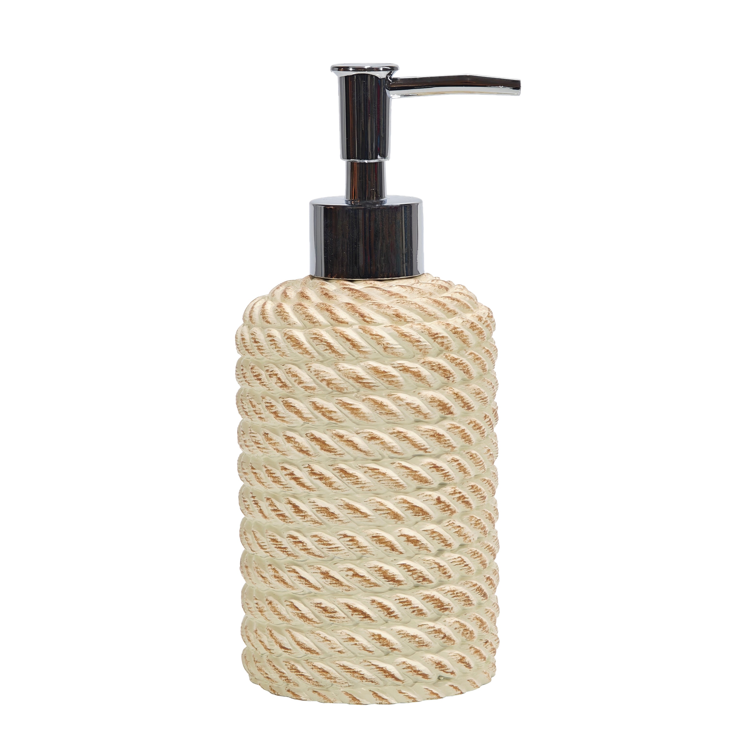 VESTIAMO CASA - Dispenser sapone Effetto Corda Beige - h17,8 cm diametro 7,2 cm
