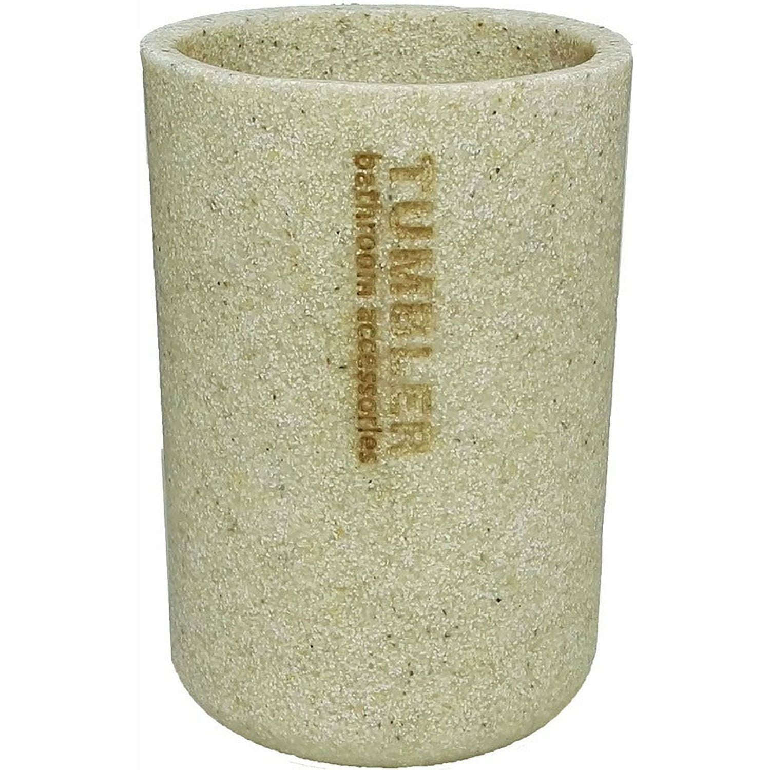 VESTIAMO CASA - Bicchiere porta spazzolini beige da bagno - h11 cm x diametro 8 cm