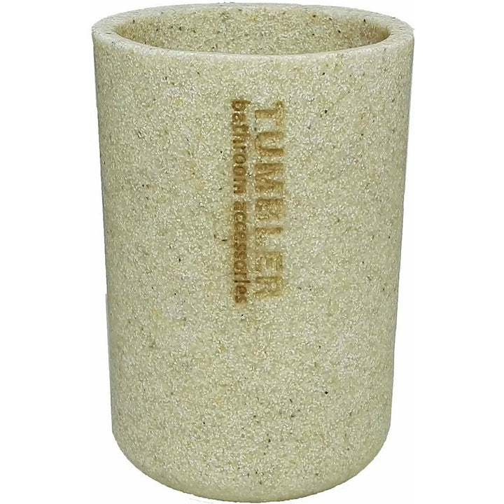 VESTIAMO CASA - Bicchiere porta spazzolini beige da bagno - h11 cm x diametro 8 cm