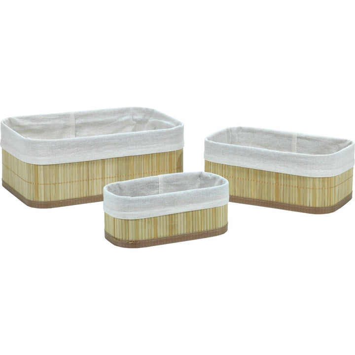 VESTIAMO CASA - Cestino Rettangolare Multiuso in Bamboo Naturale - set 3 pezzi