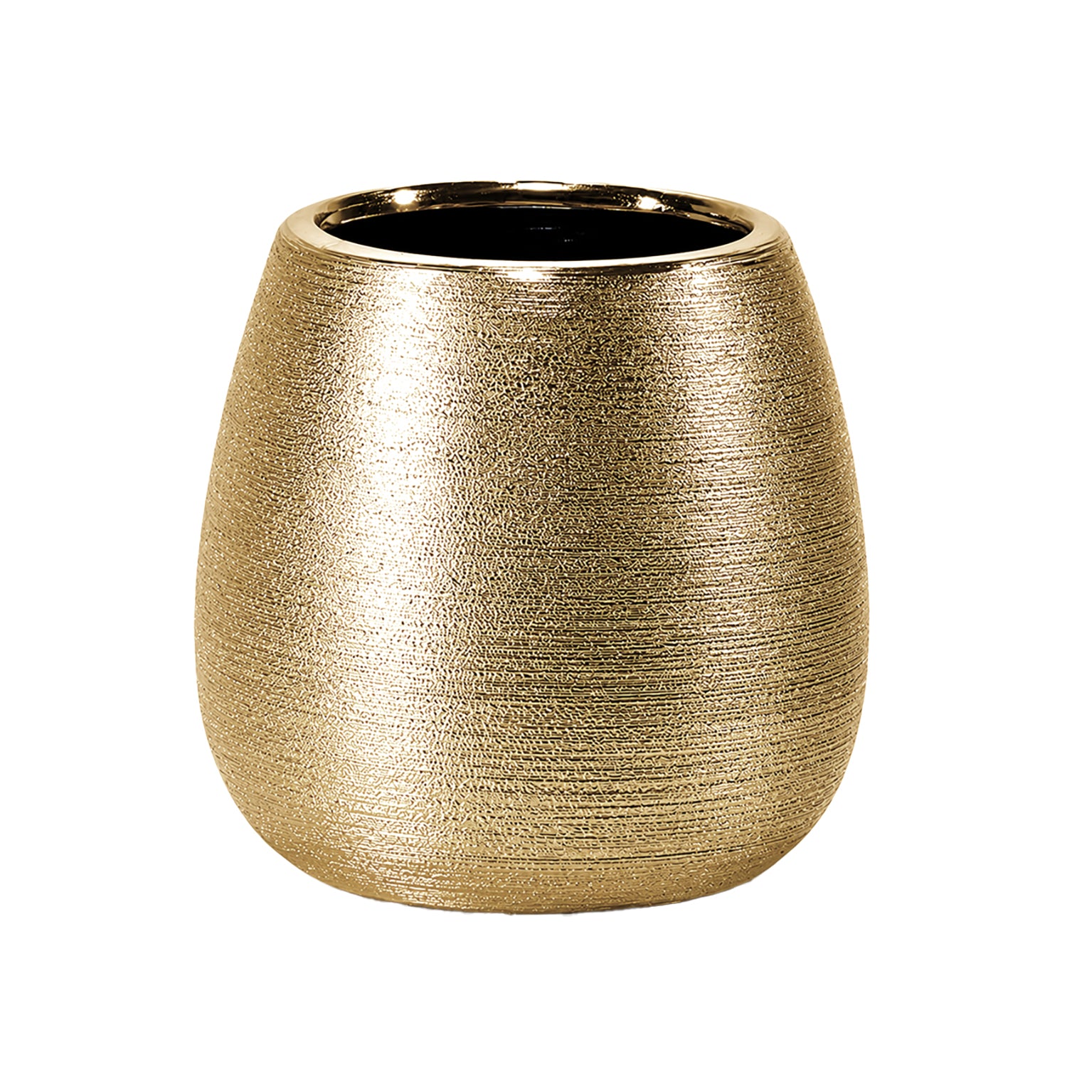 VESTIAMO CASA - Bicchiere Porta Spazzolini Bagno in Stoneware Oro - h9,6 cm