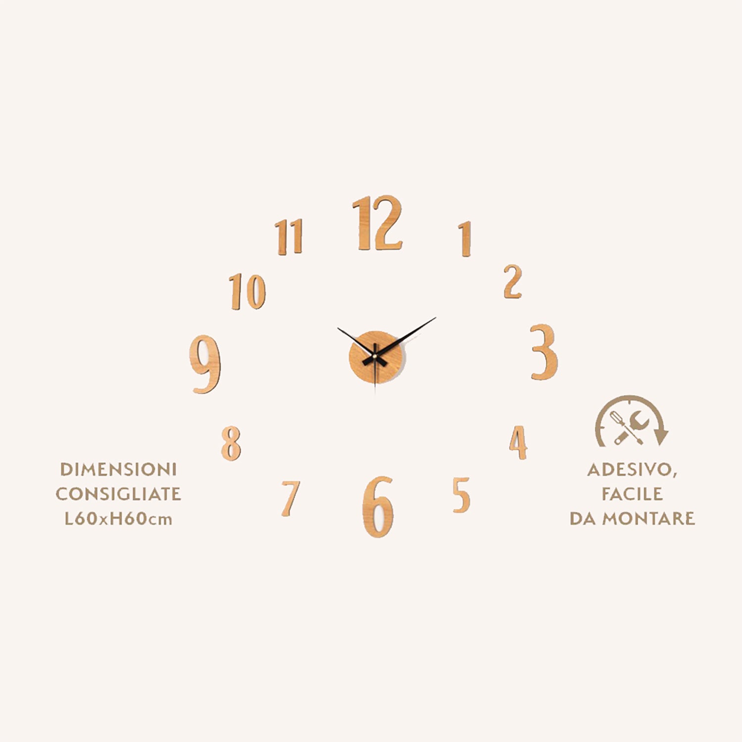 DICTROLUX - Orologio da Parete Adesivo Effetto Legno