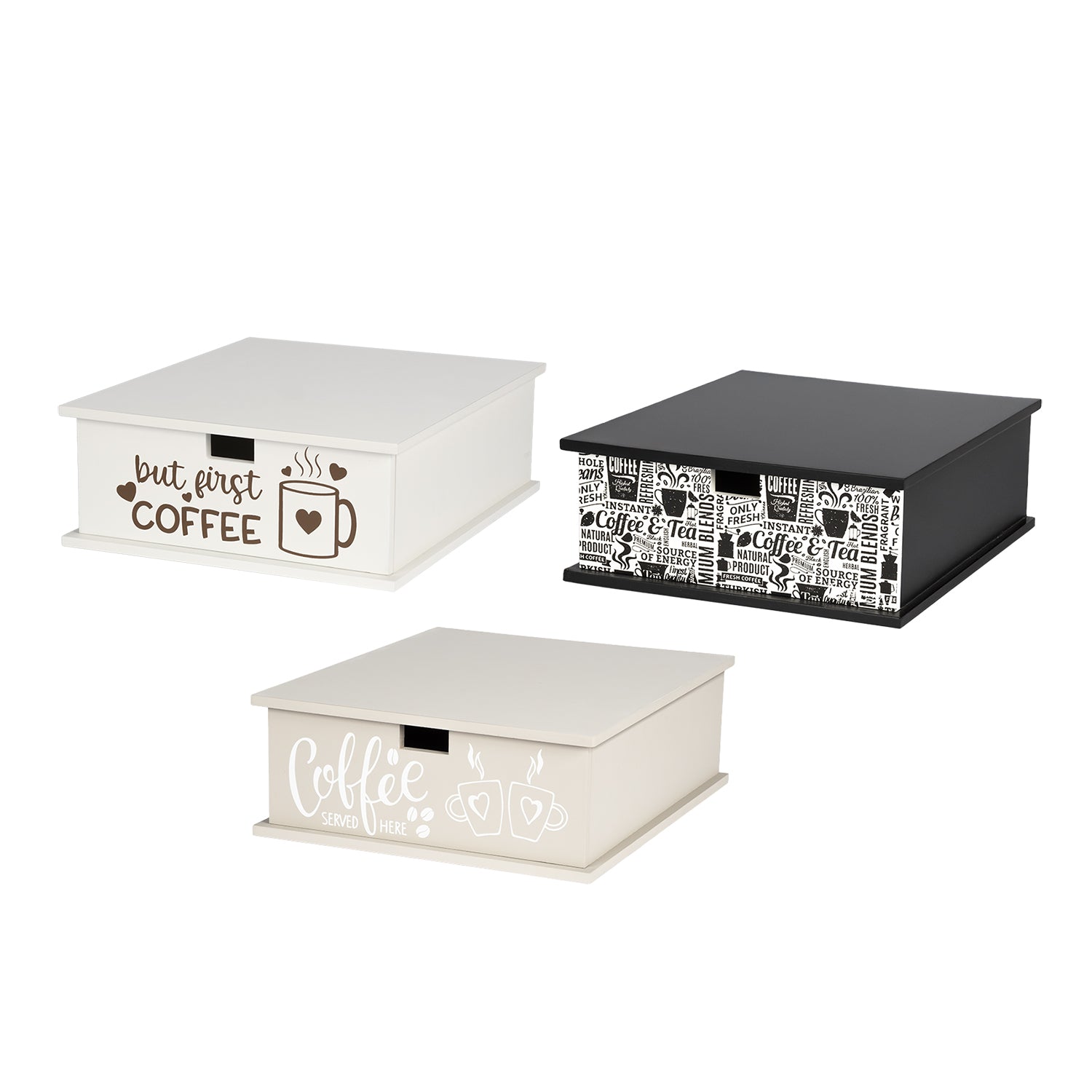 GUSTO CASA - Porta capsule Linea Wooden 3 scomparti in MDF - h11x27x32,5 cm