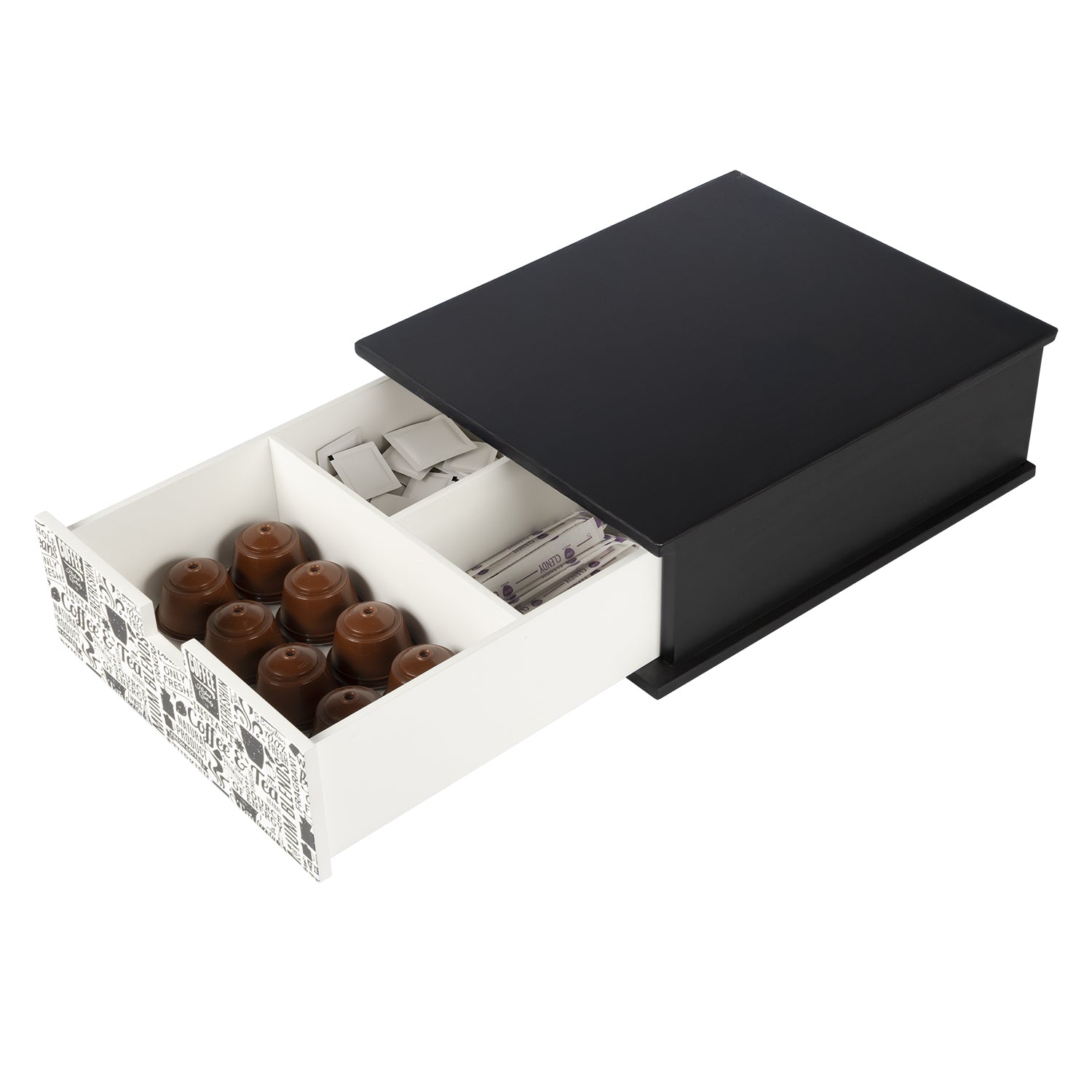 GUSTO CASA - Porta capsule Linea Wooden 3 scomparti in MDF - h11x27x32,5 cm
